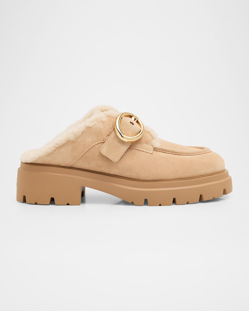 Benni Shearling-Lined Suede Mules 1
