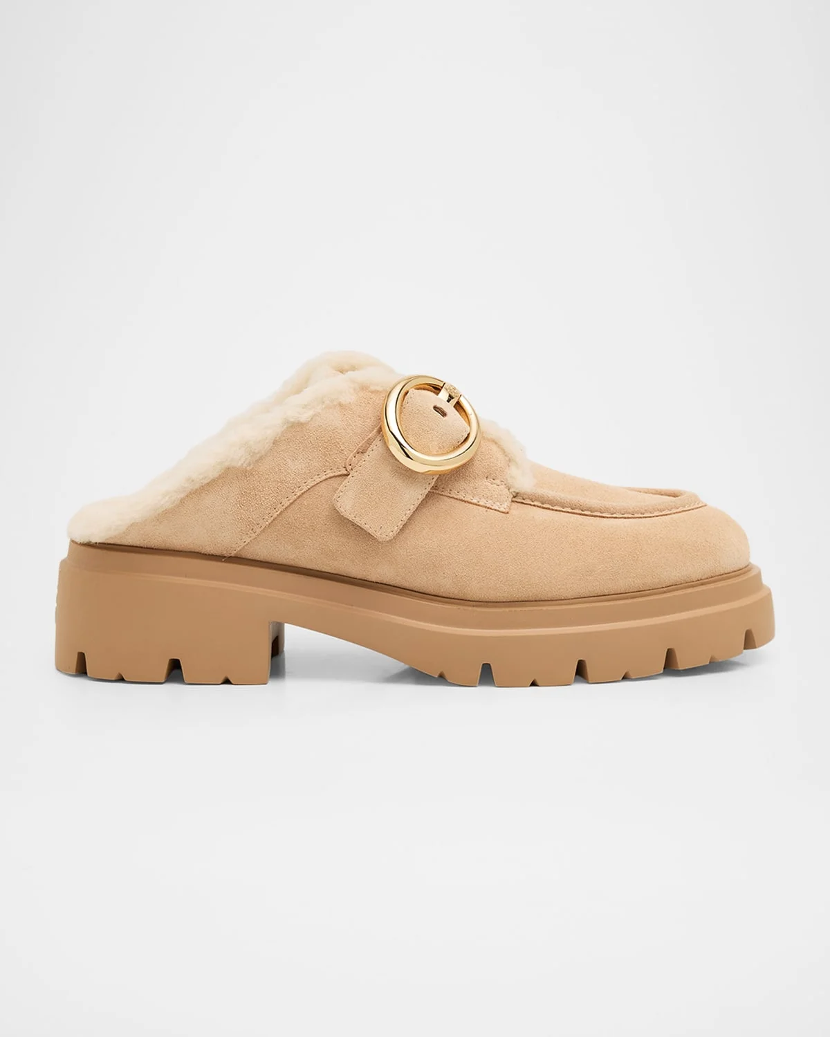 Benni Shearling-Lined Suede Mules - 1