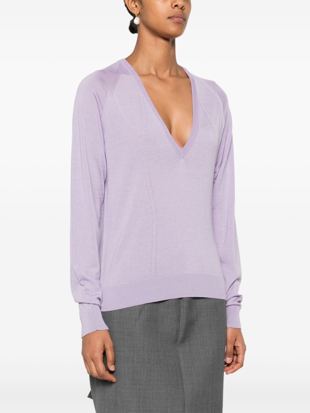 pointelle-trim sweater - 3