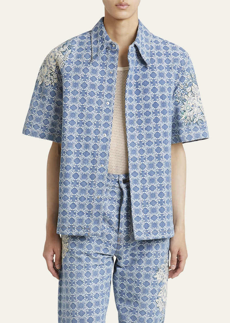 AMIRI Men's Floral Embroidered Sport Shirt outlook