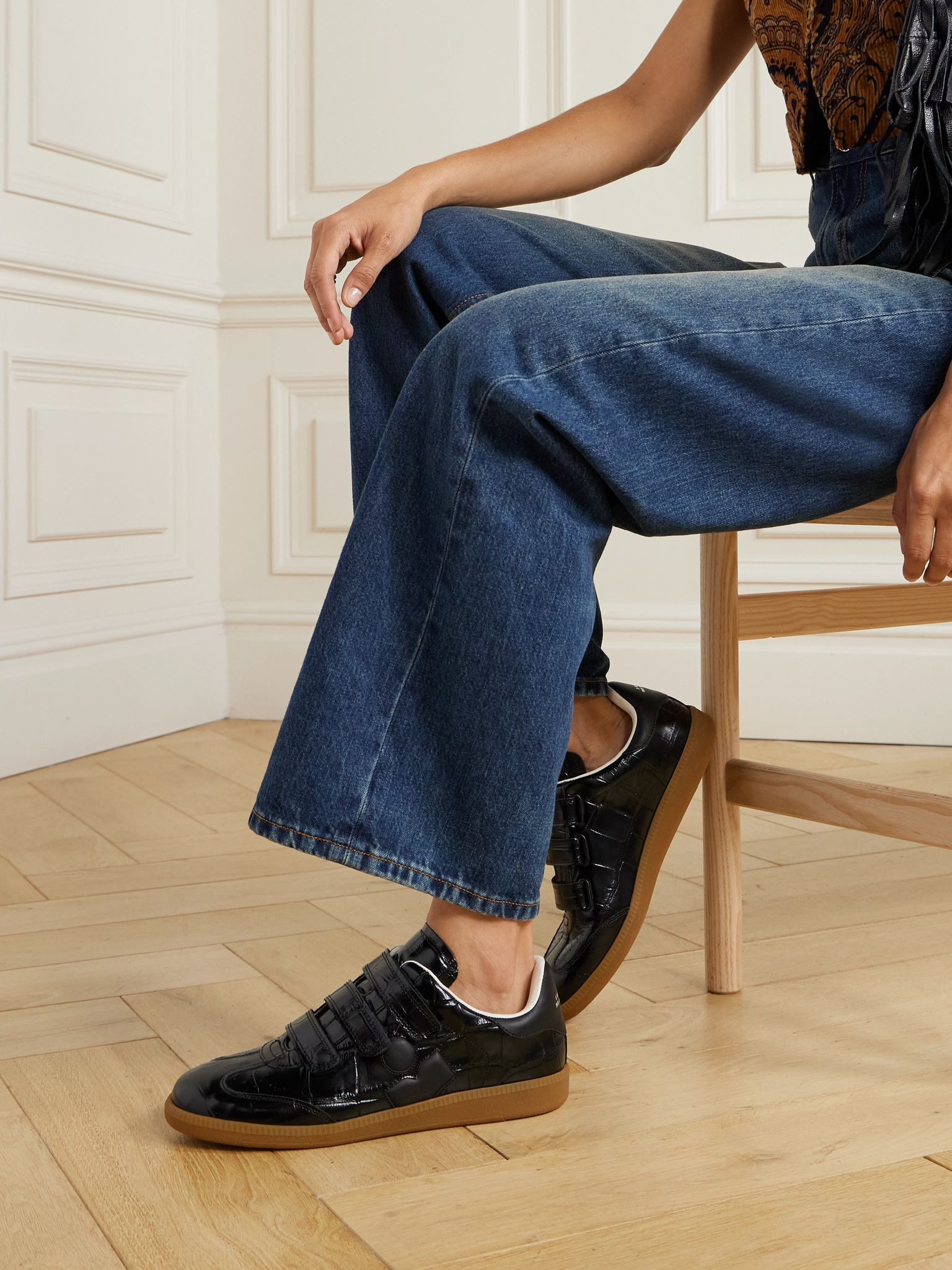 Beth croc-effect leather sneakers Black - 2