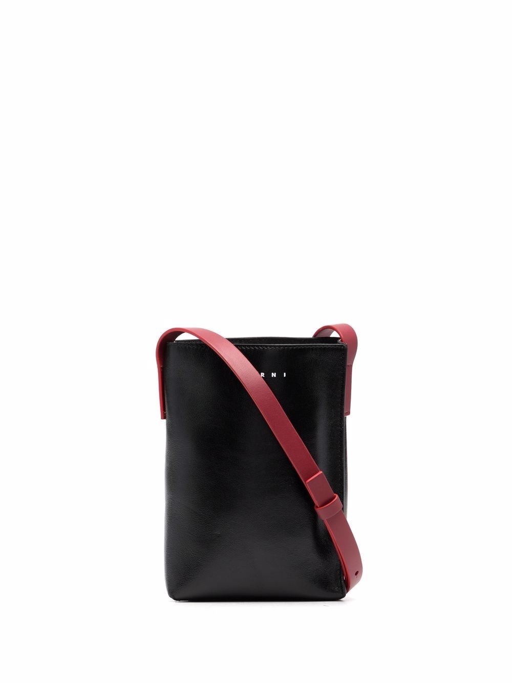 logo-print leather shoulder bag - 1