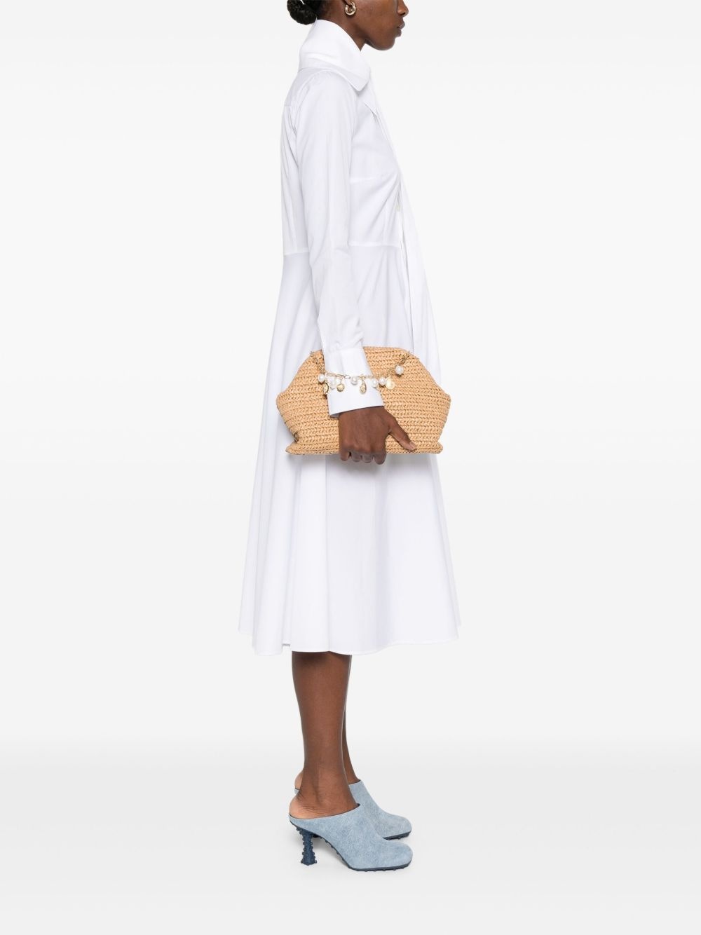 charm-detail raffia clutch bag - 2