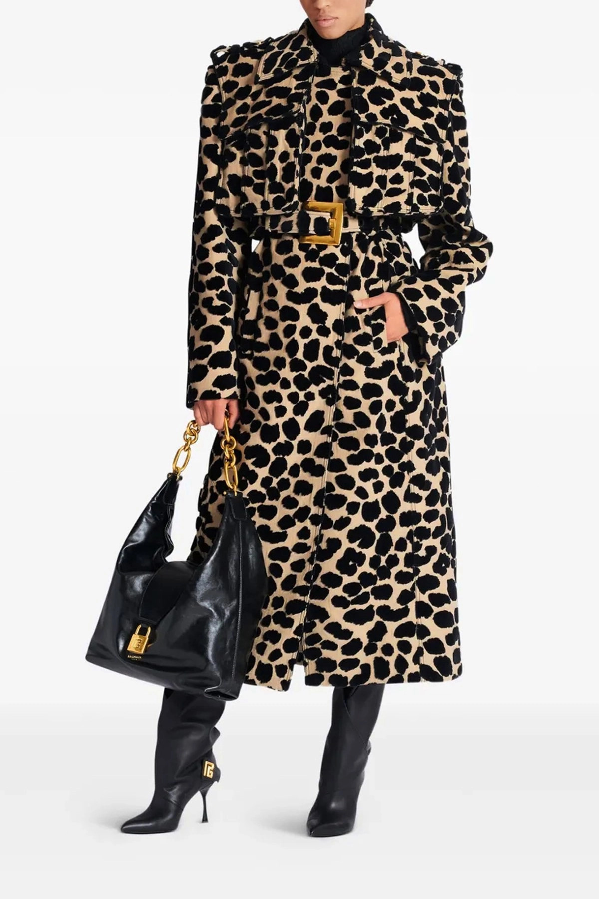 Leopard jacquard trench coat - 2