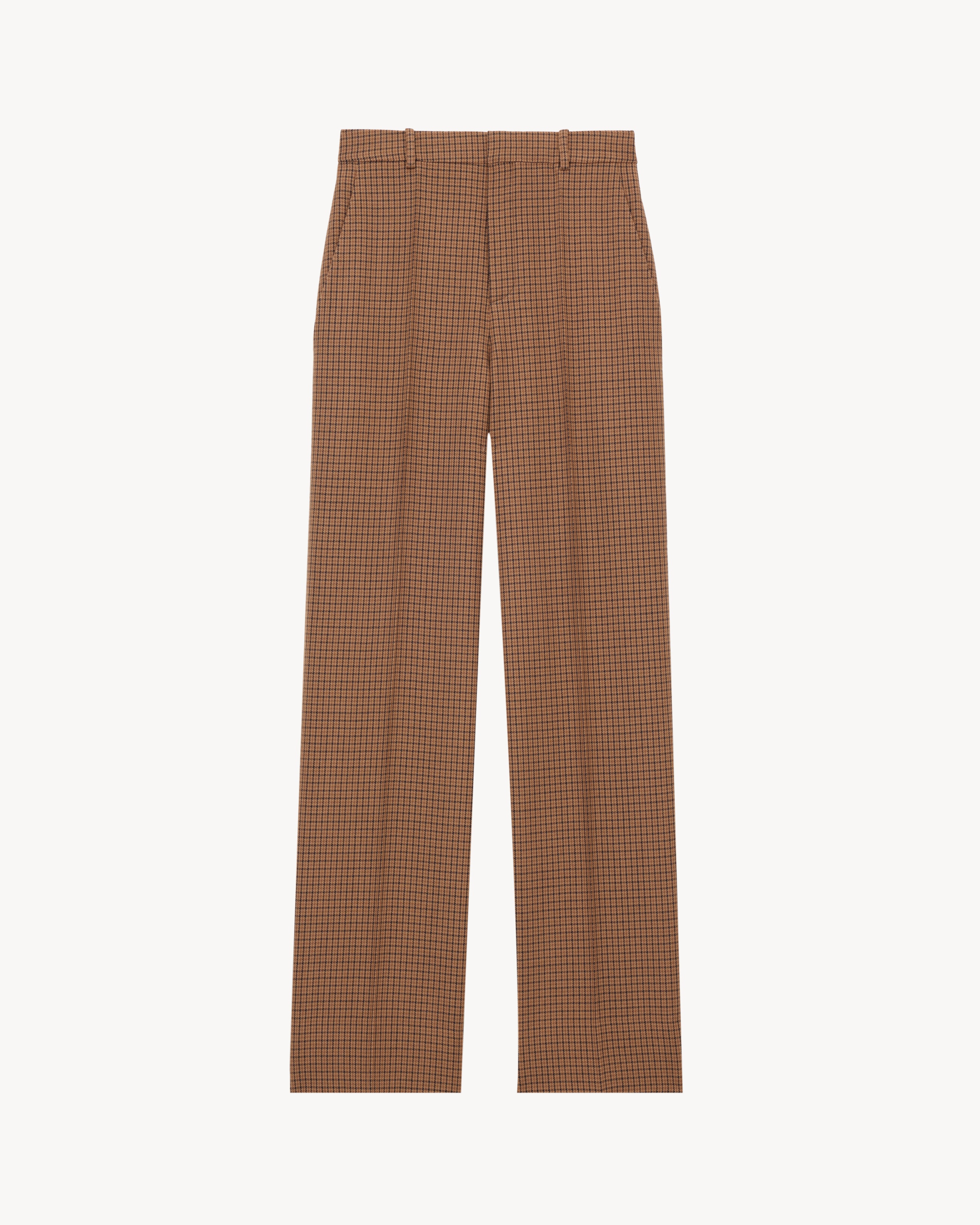 HIGH-RISE PANTS IN WOOL CHECK - 1