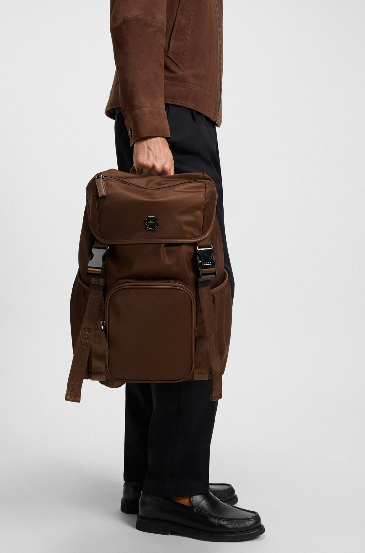 BOSS SELECTED BY SHOHEI OHTANI MULTI-POCKET BACKPACK WITH DOUBLE B MONOGRAM TRIM - 3