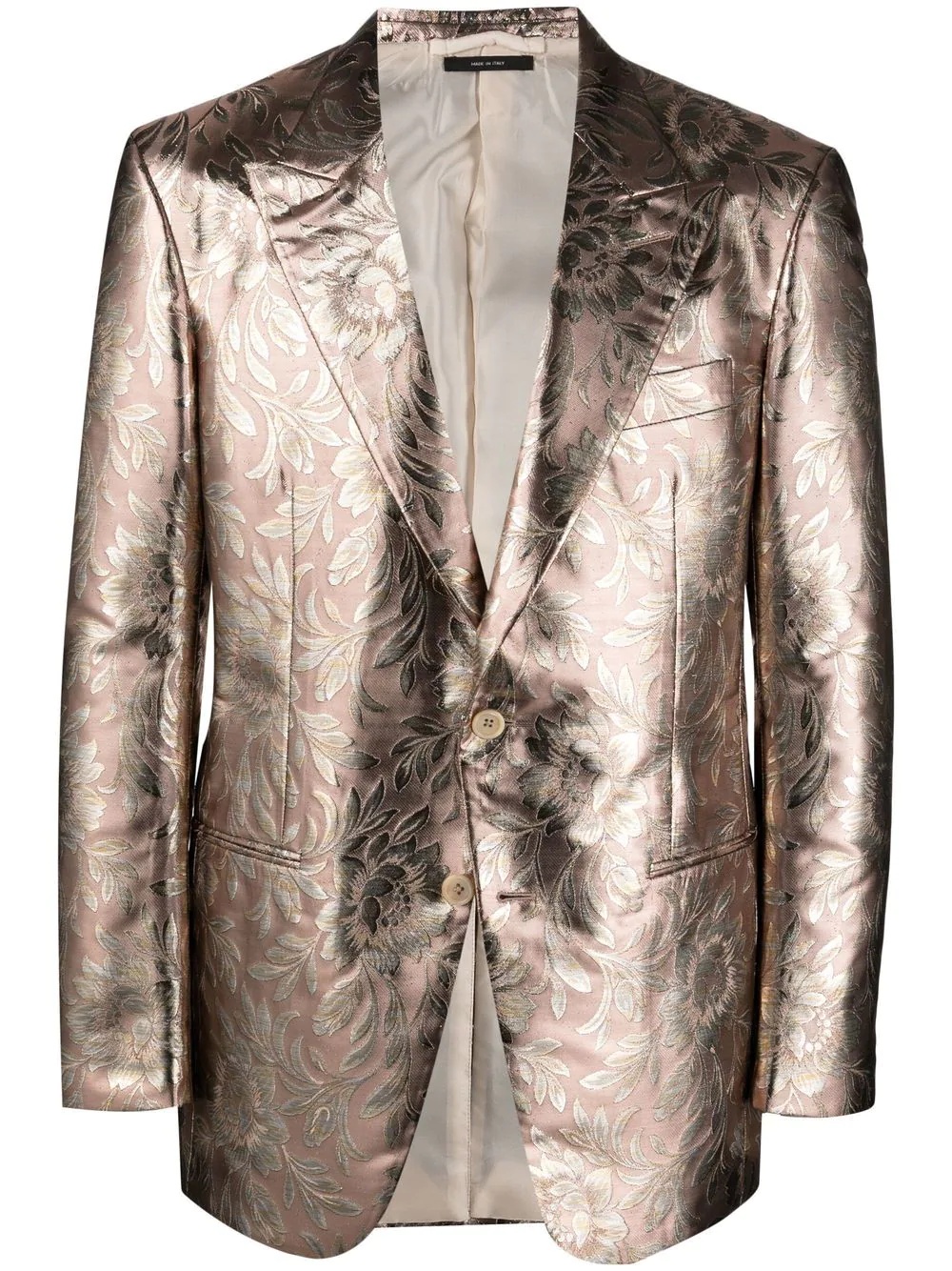 metallic floral pattern blazer - 1