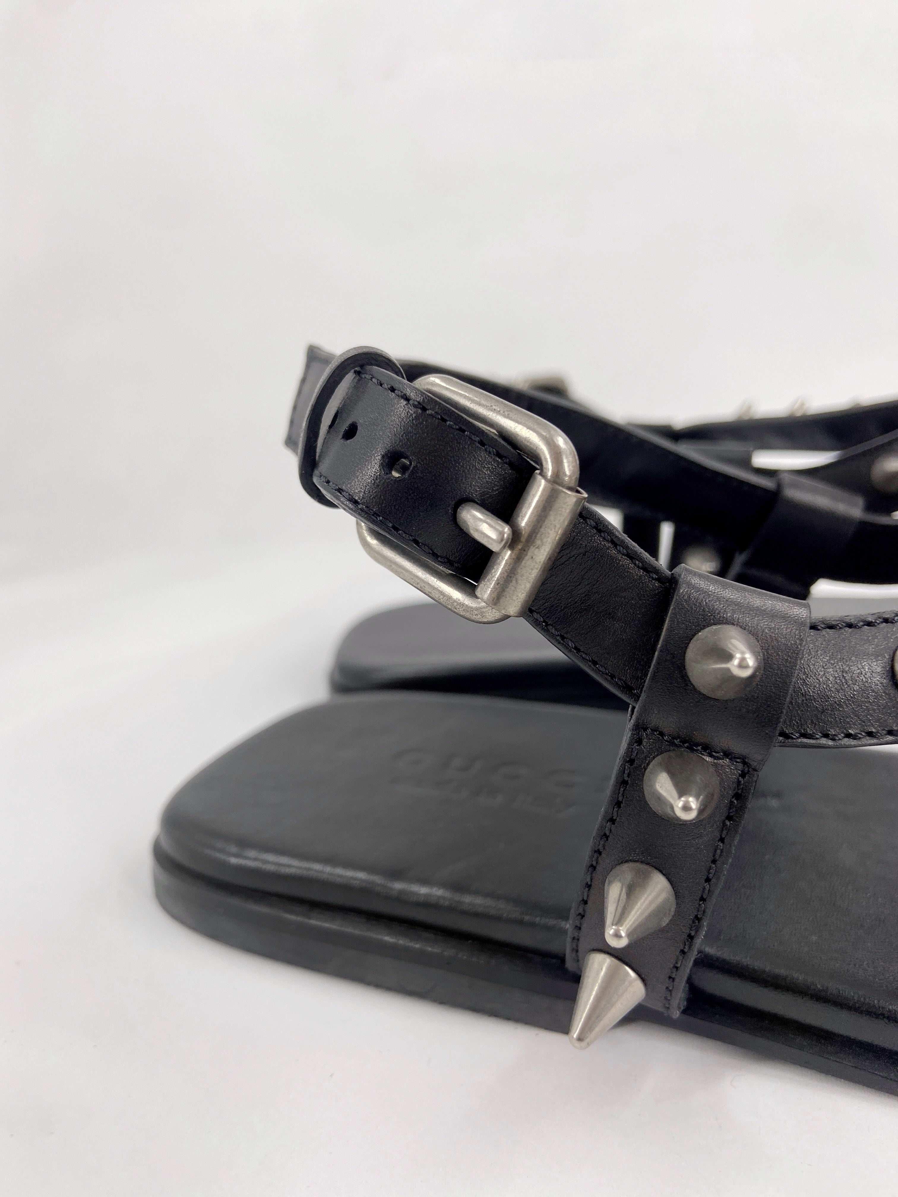 Gucci Men’s Spiked Black Leather Sandals 43 - 4