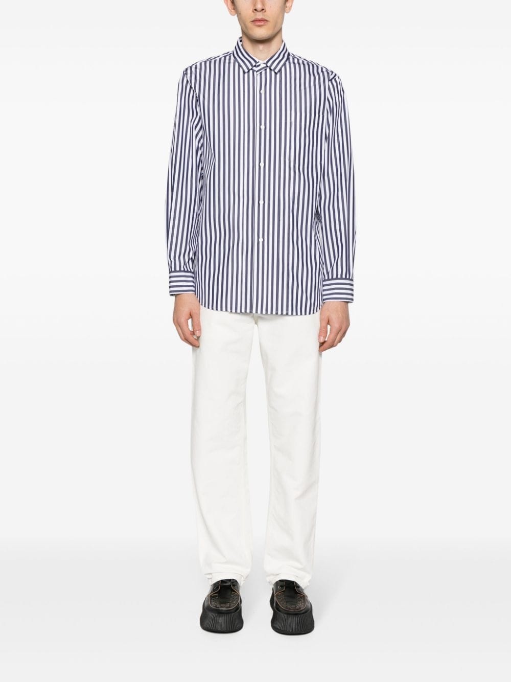 pintuck-detailing striped shirt - 2