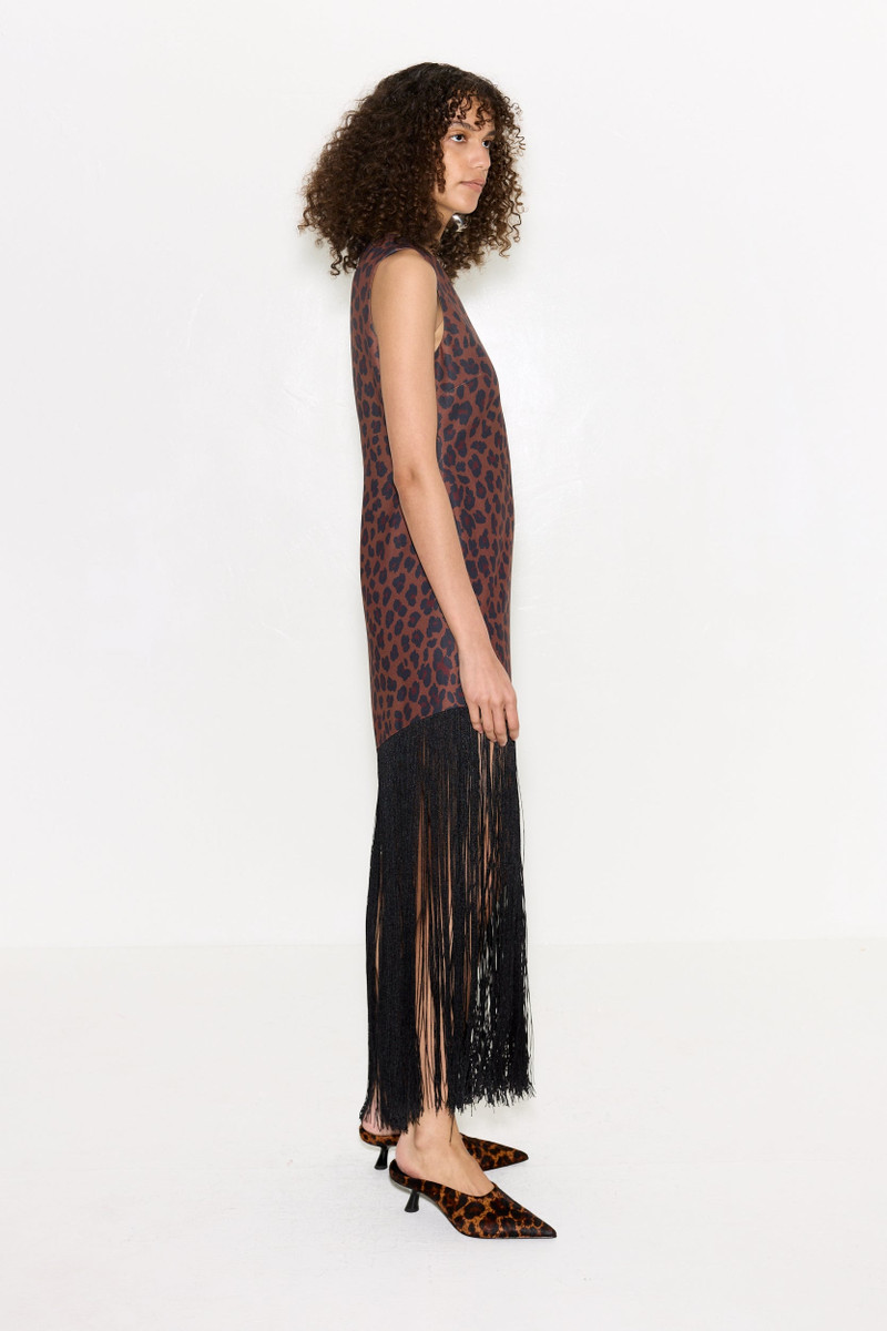 Casablanca Fringe Dress In Choco Brown Leopard 4