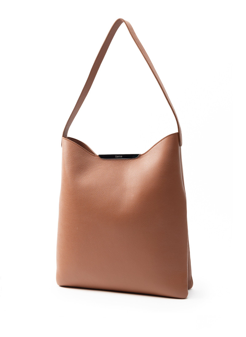 Elleme Gemini Pebbled Leather Cognac - Silver outlook