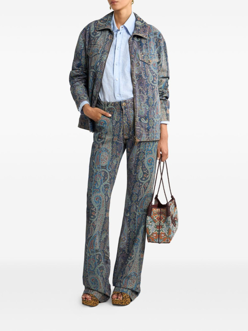 Etro floral paisley-motif flared jeans outlook