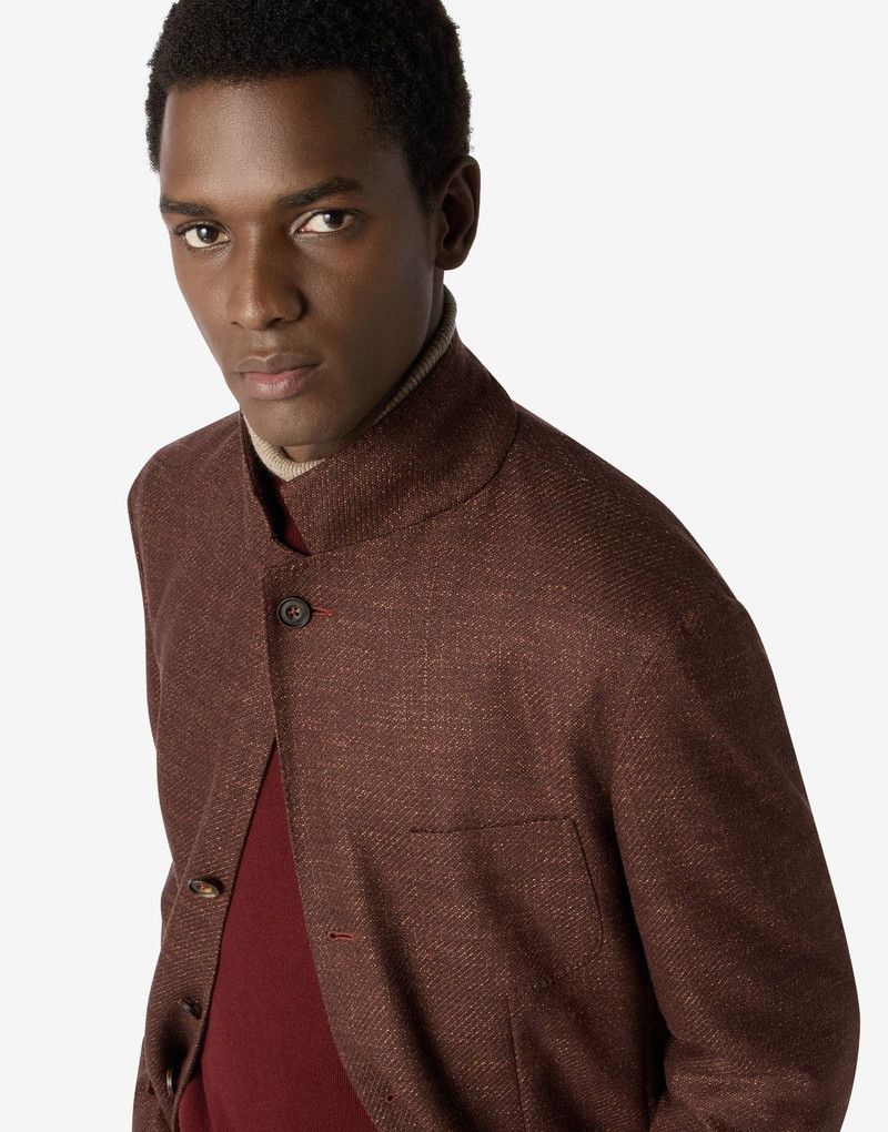 Brown wool, cashmere and silk twill jacket 4