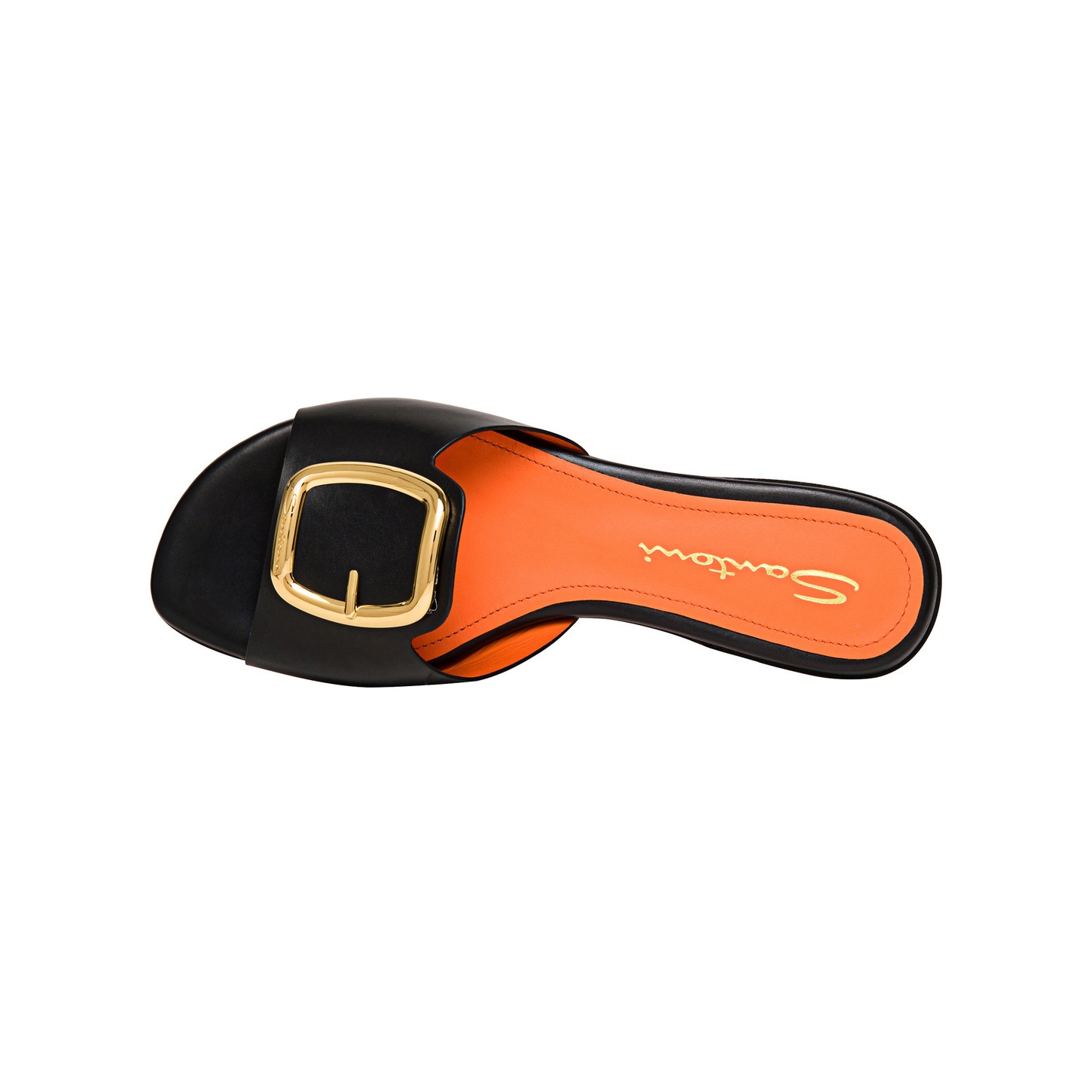 Women's black leather slide sandal - 4