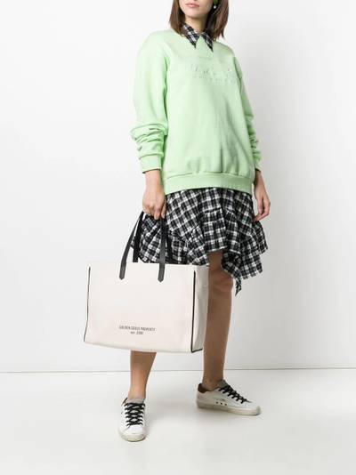 Golden Goose slogan print canvas tote outlook