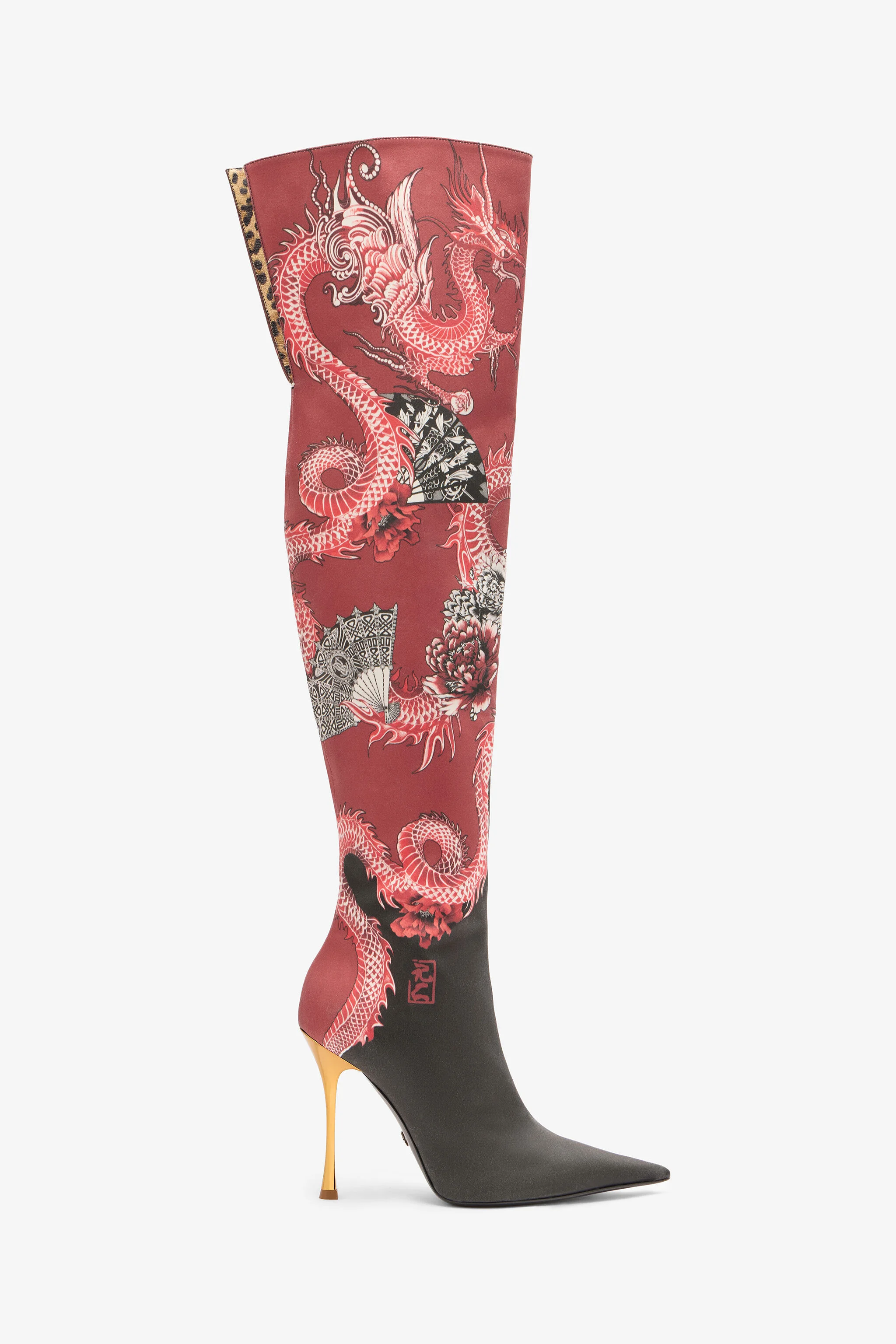 Knee-High Boots With Dragon Print - 1