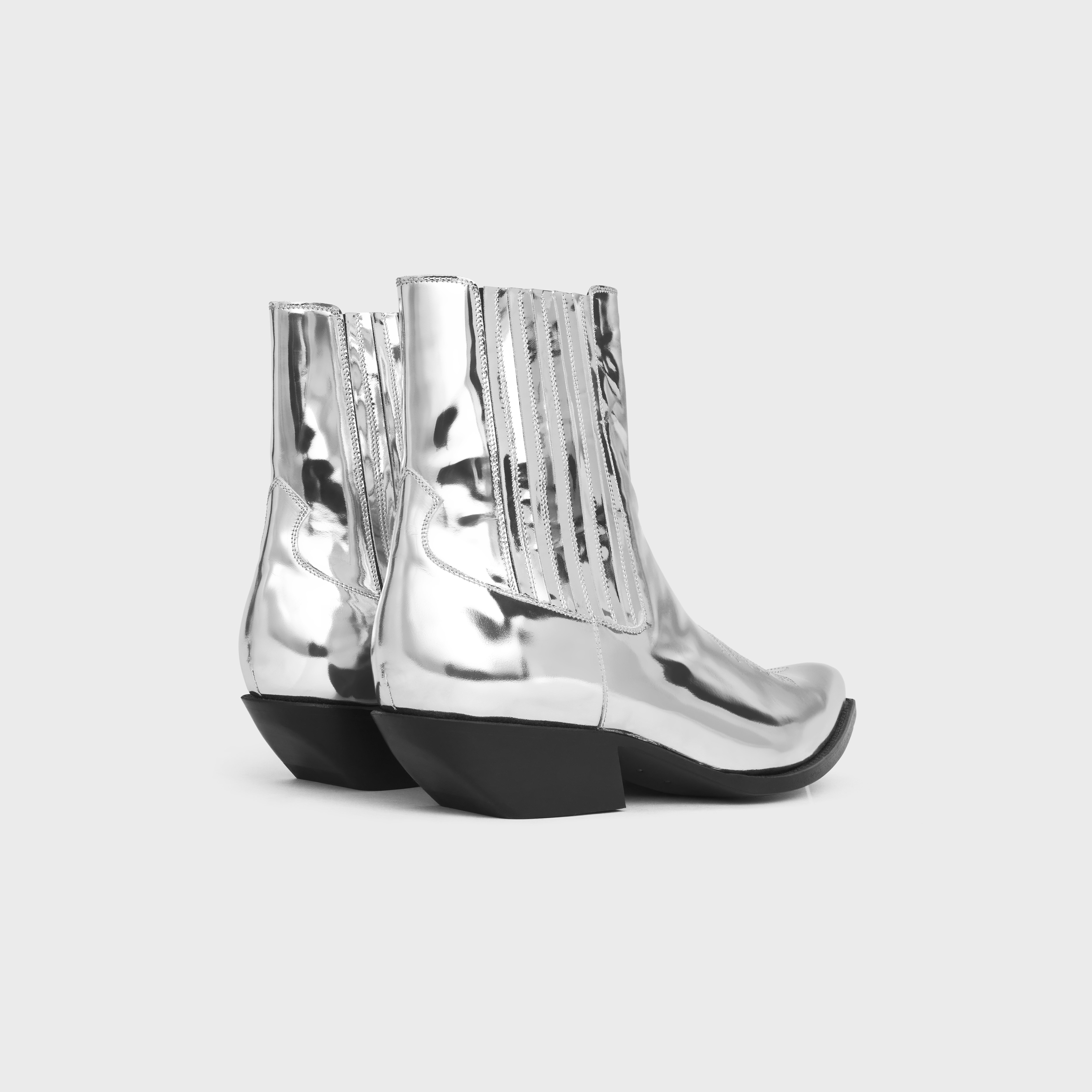 CELINE CRUISER CHELSEA BOOTS in MIRROR METALLIC CALFSKIN - 3