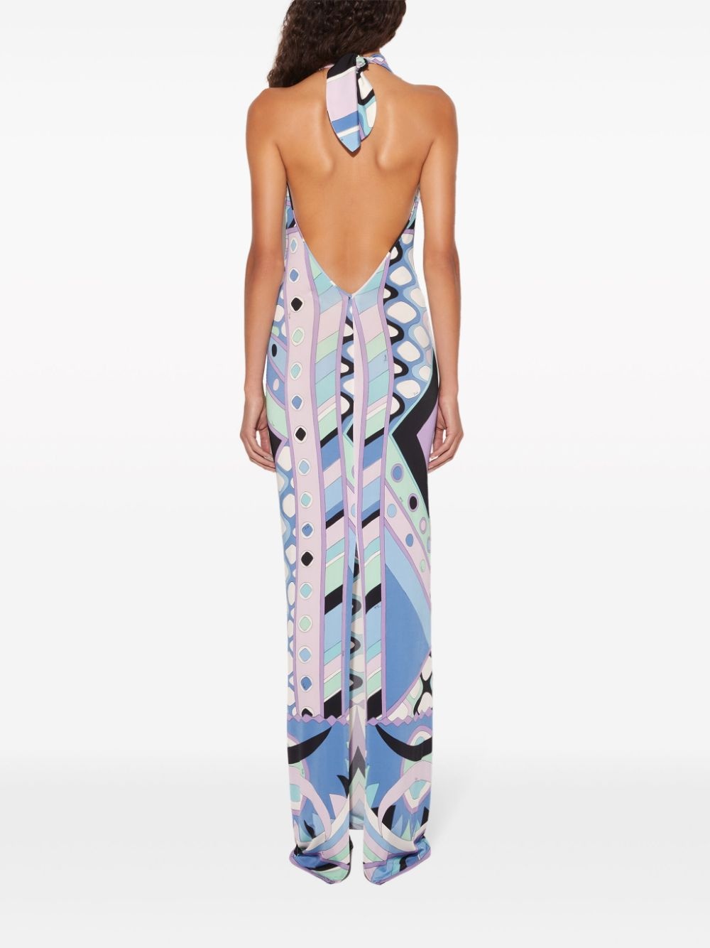 Vivara-print satin halterneck maxi dress - 4
