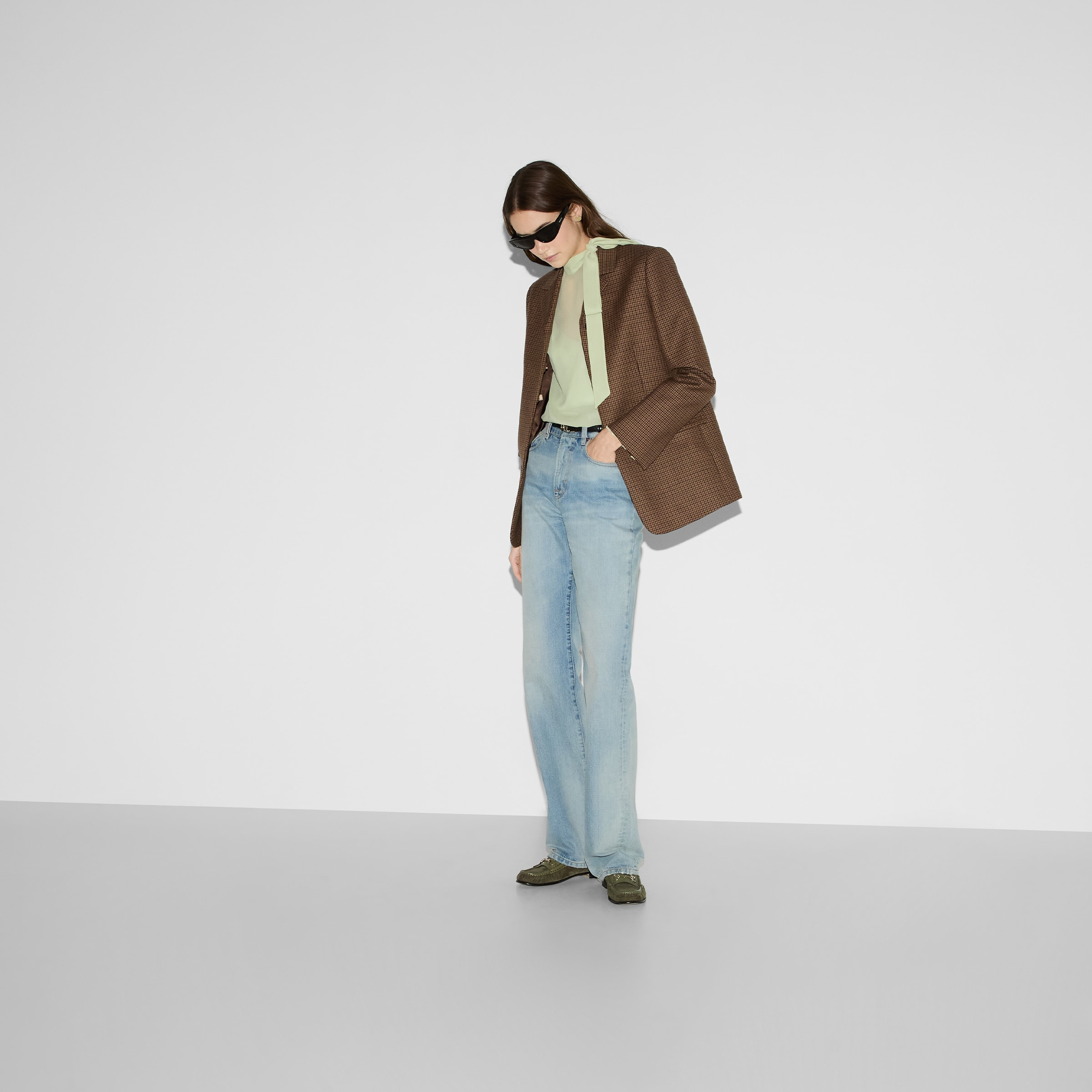 Embroidered houndstooth wool jacket - 6