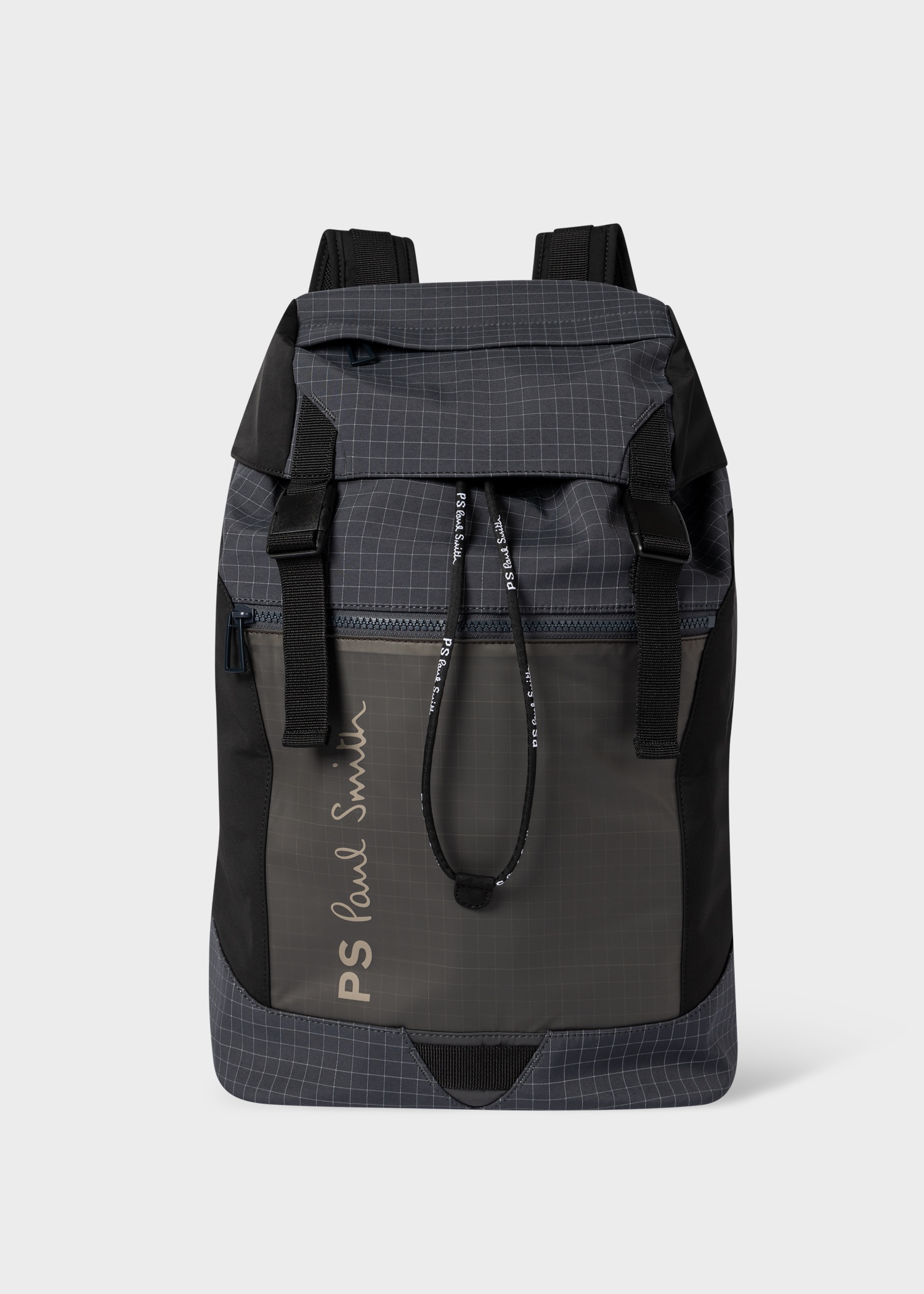 Grey Reflective-Check Backpack - 1