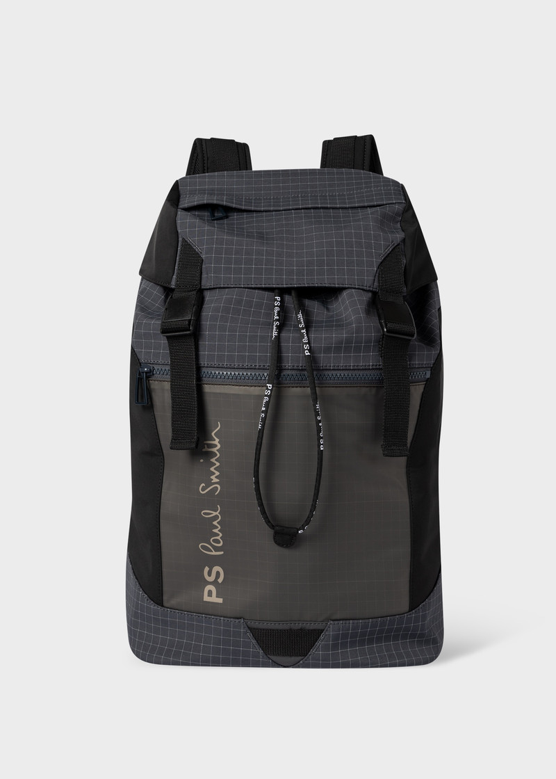 Grey Reflective-Check Backpack 1