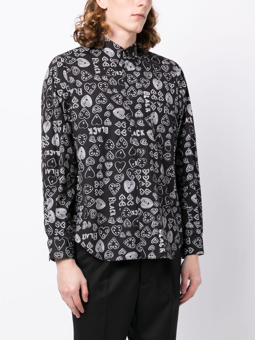 HEART-PRINT COTTON SHIRT - 5