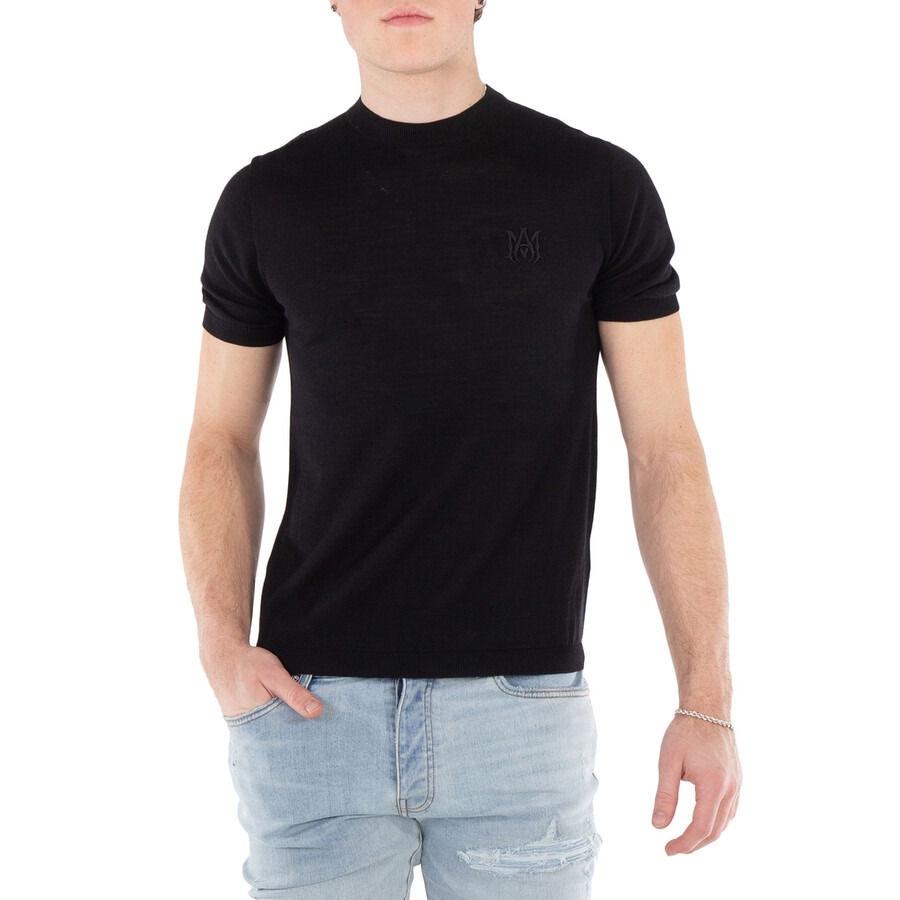 Amiri Men's Black MA Wool Silk Logo Tee - 3