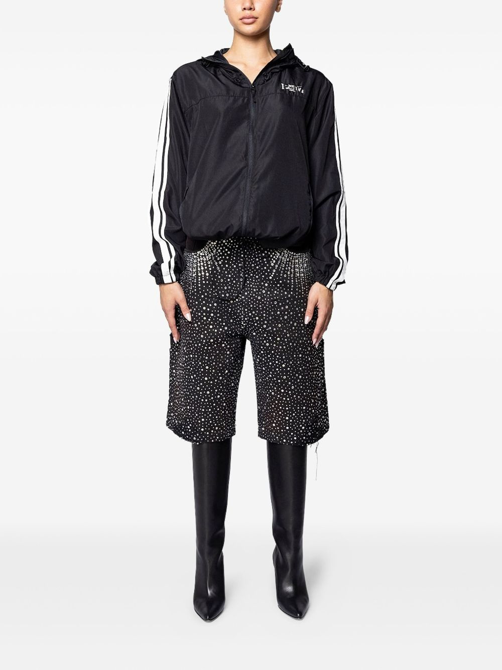 stripe-detail hooded jacket - 3