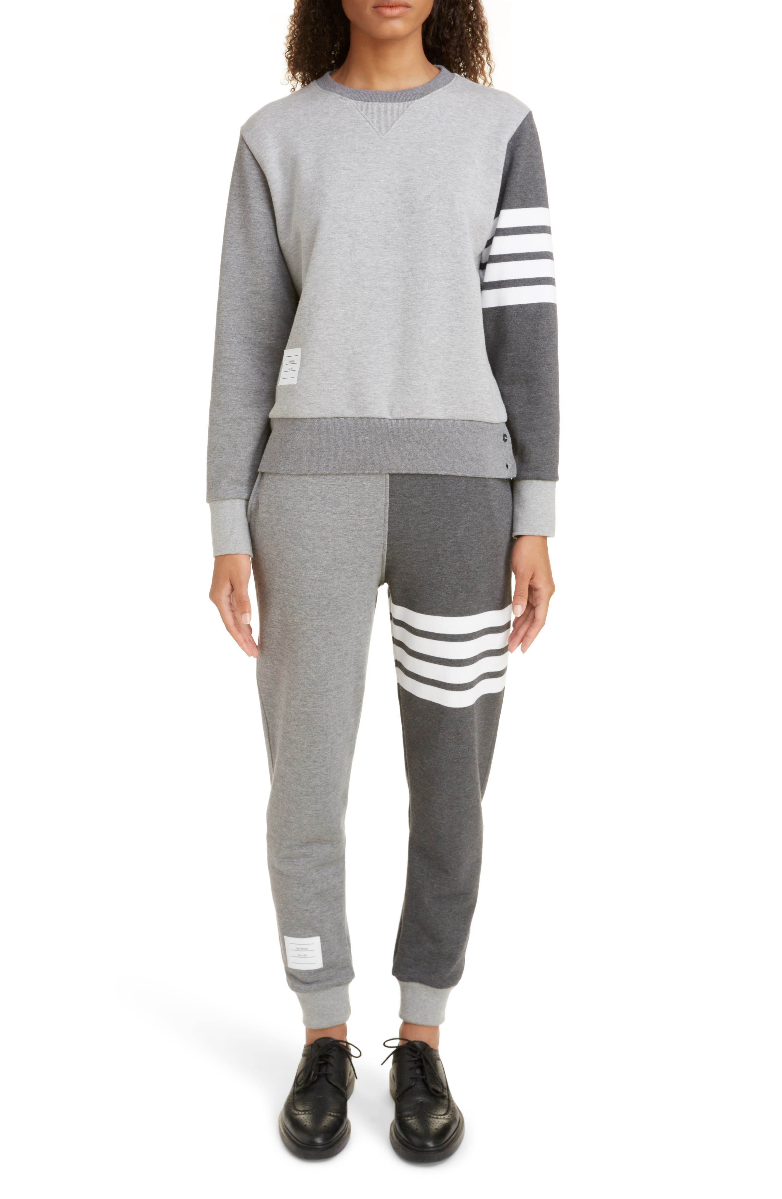 Thom Browne Four-Bar Cotton Joggers in Tonal Grey at Nordstrom - 6