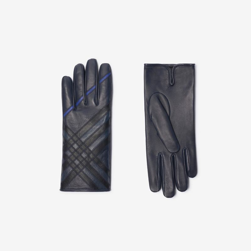Burberry Check Intarsia Leather Gloves outlook