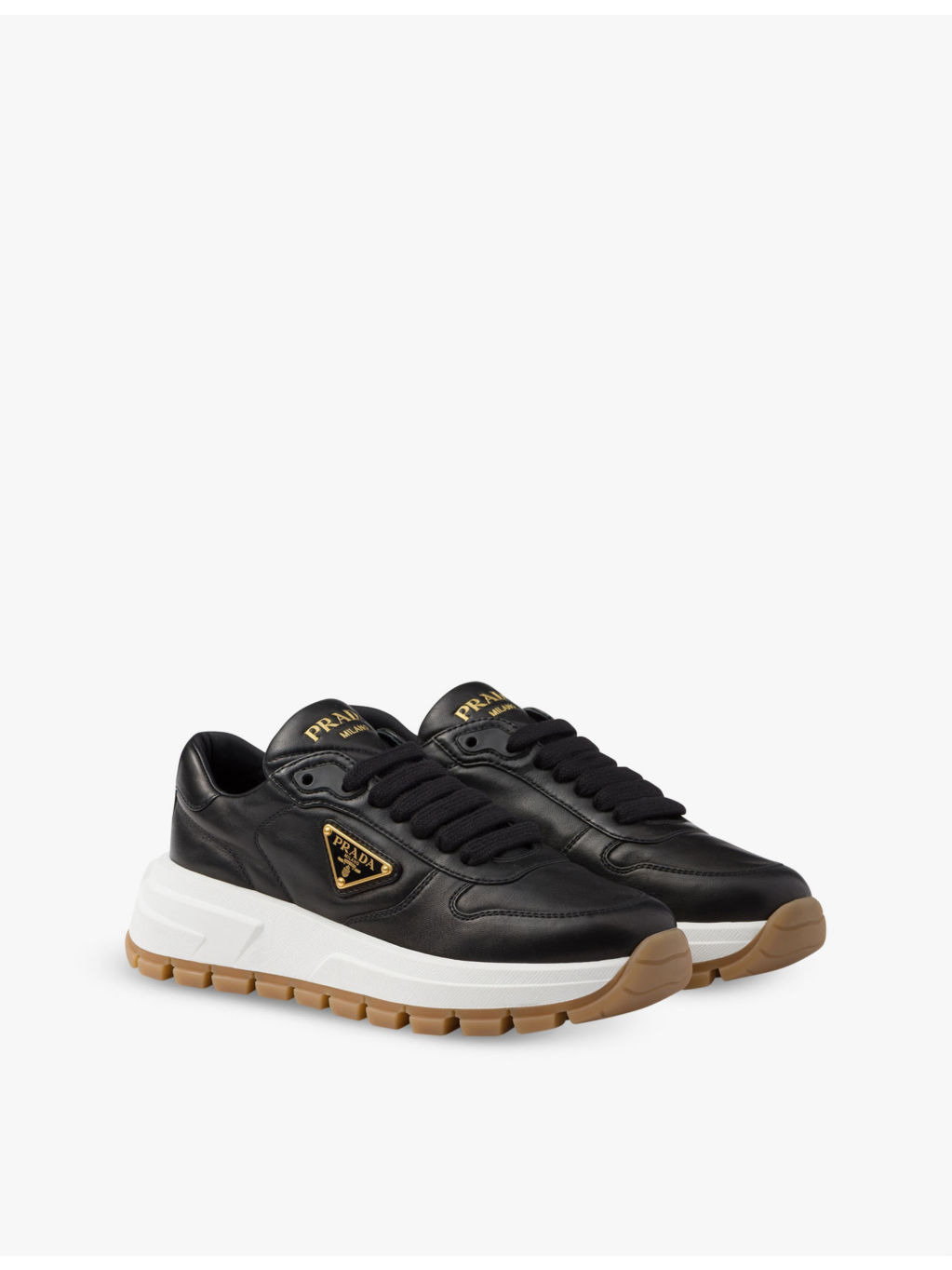Brand-plaque leather low-top trainers - 3