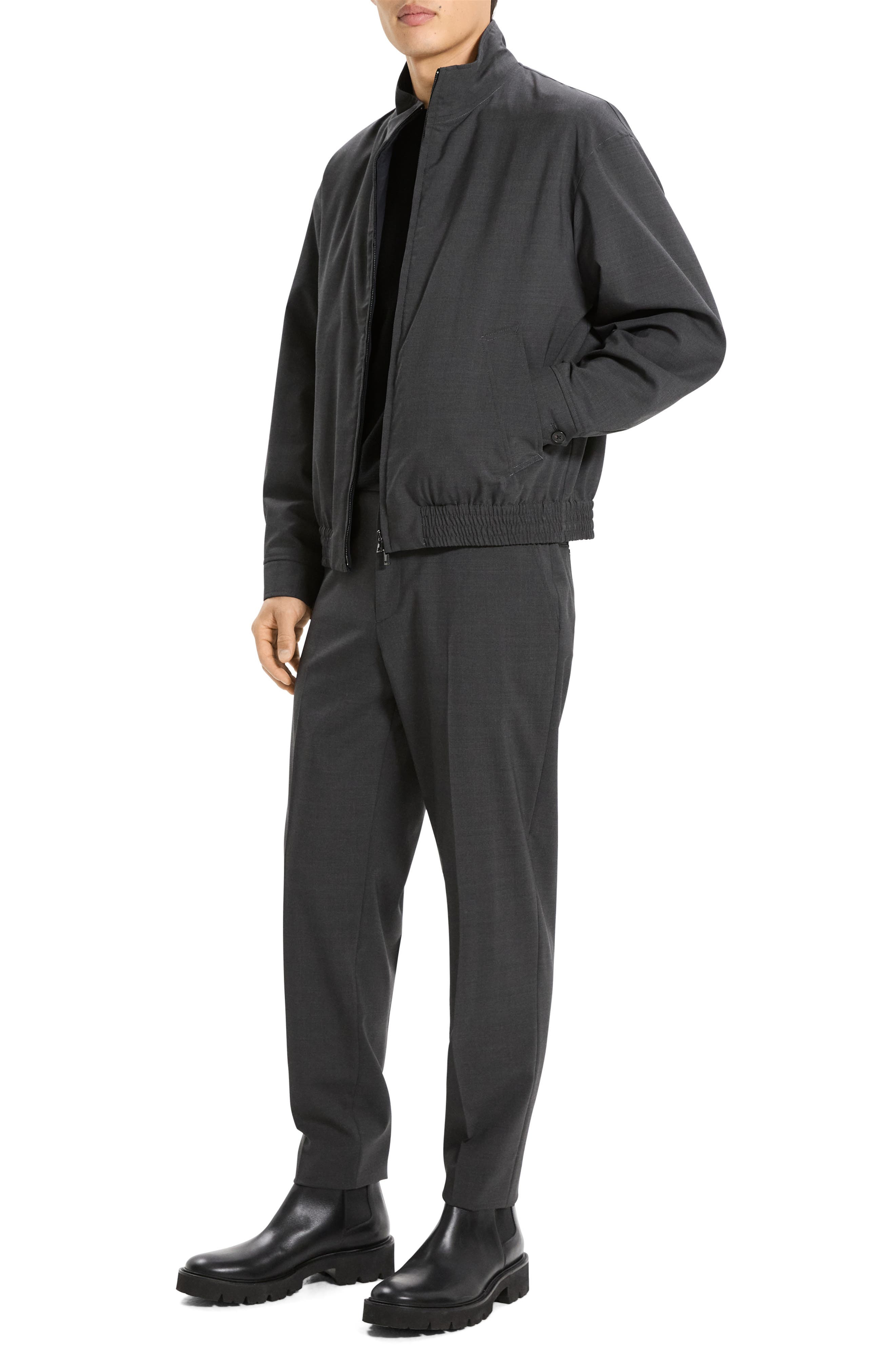 Theory Motion Wool Blend Reversible Jacket in Charcoal Melange at Nordstrom - 5