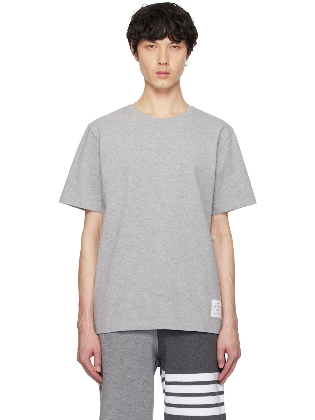 Gray Jersey Relaxed Side Slit T-shirt - 1