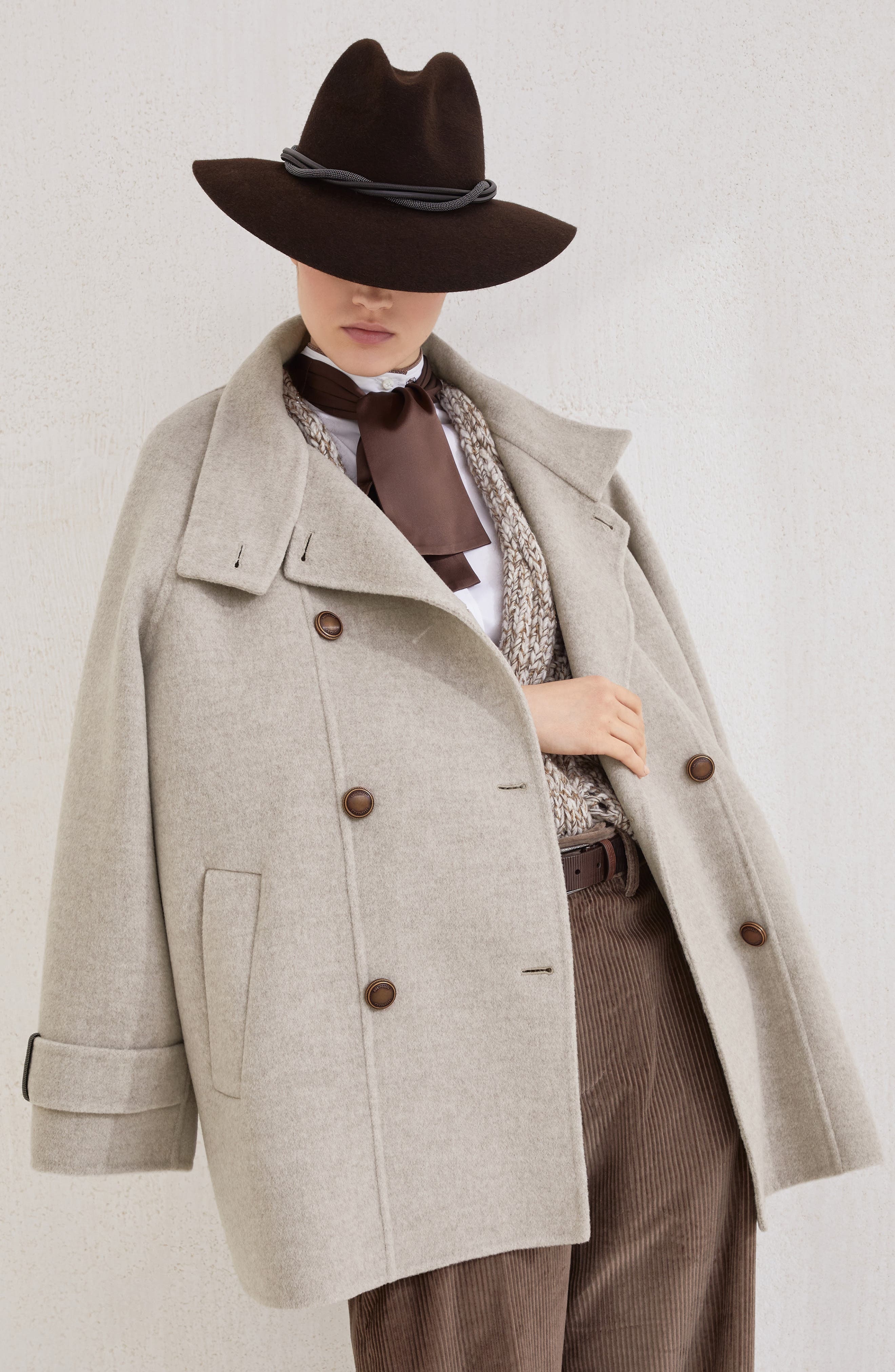 Brunello Cucinelli Hand-finished Caban jacket in Cool Beige at Nordstrom - 5