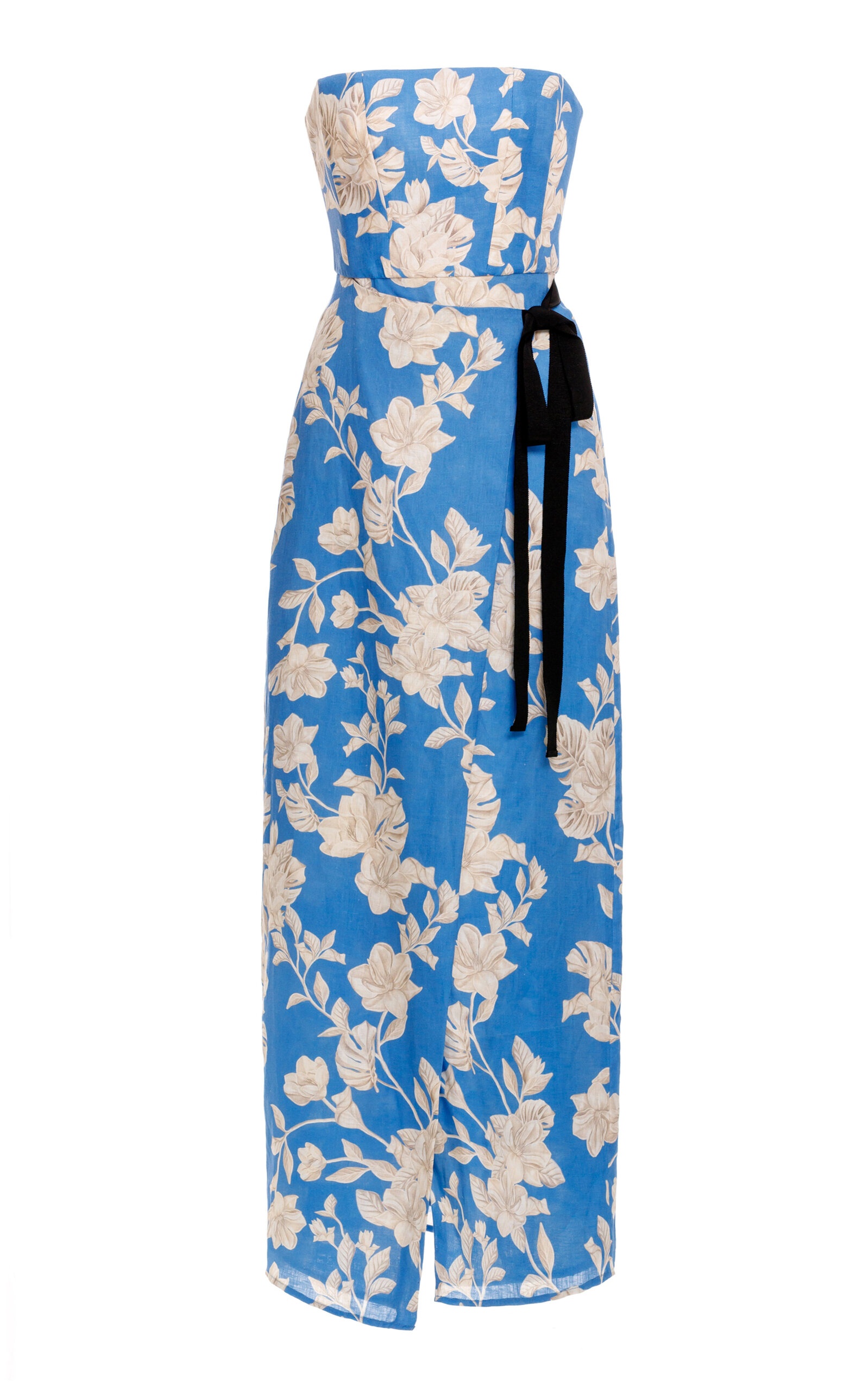 Cinéfila Printed Linen Maxi Dress blue - 1