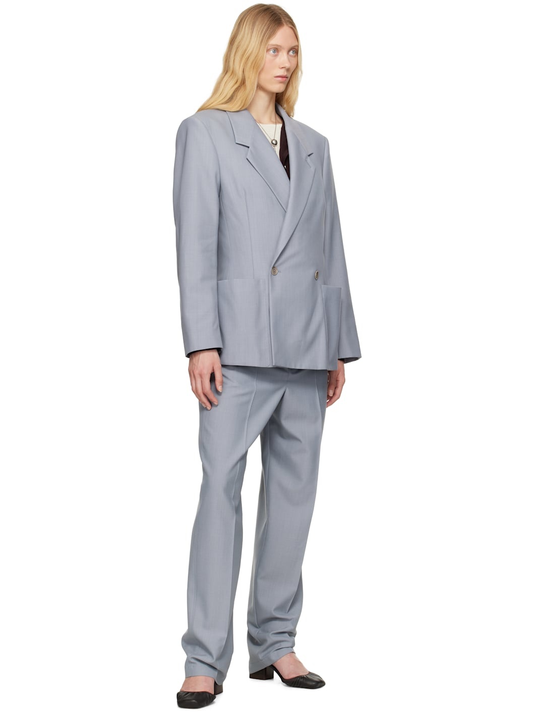Blue Belted Tailored Trousers - 4