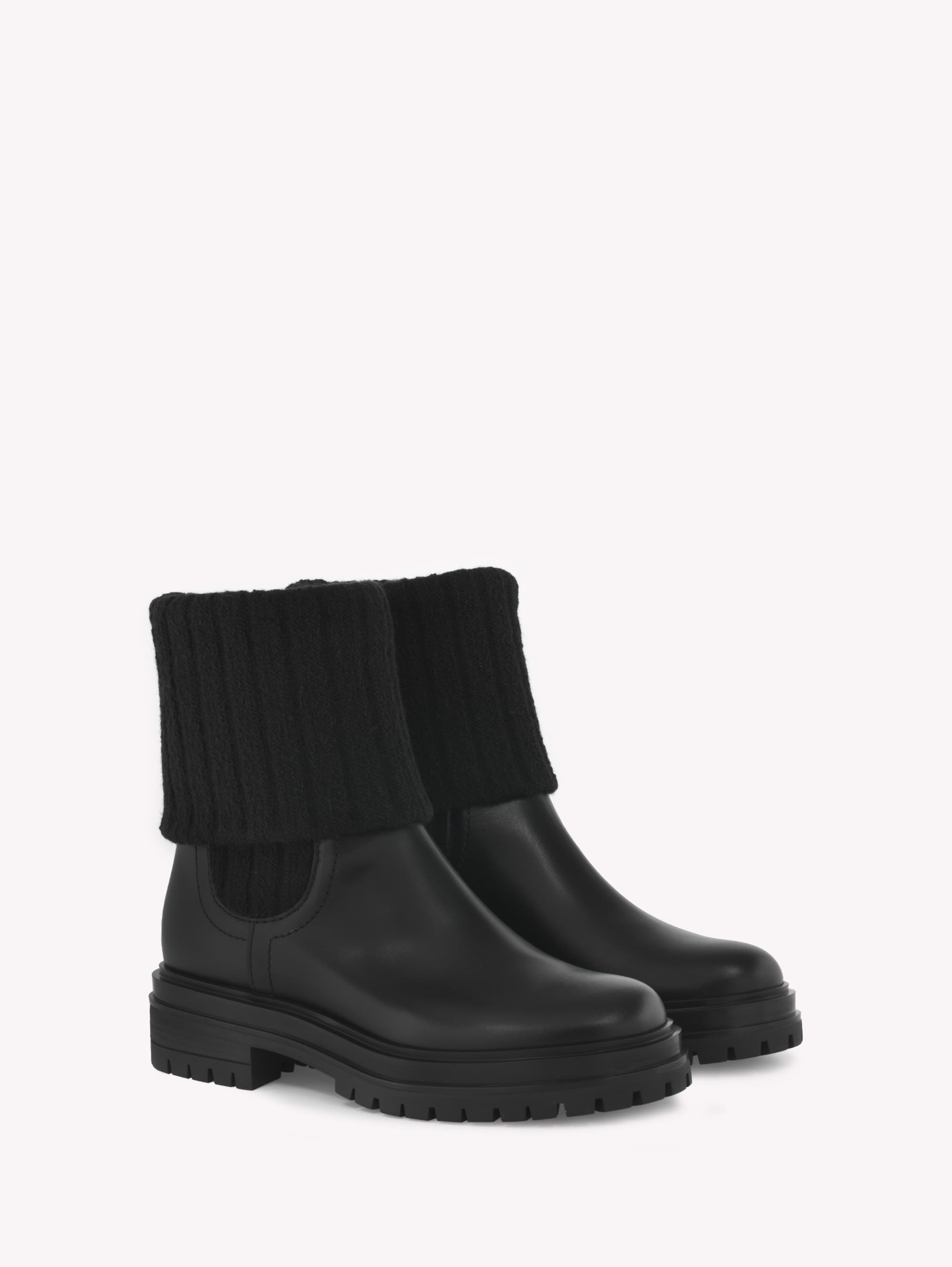 Gianvito Rossi Tenney Bootie in Black Calf And Fabric at Nordstrom - 2