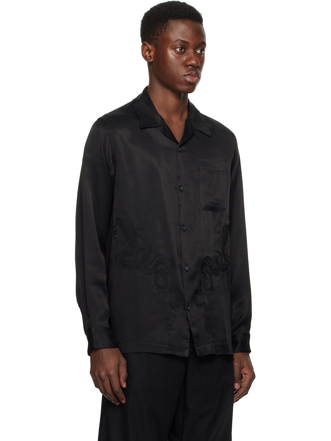 Black Year of the Snake Cupro Shirt - 2