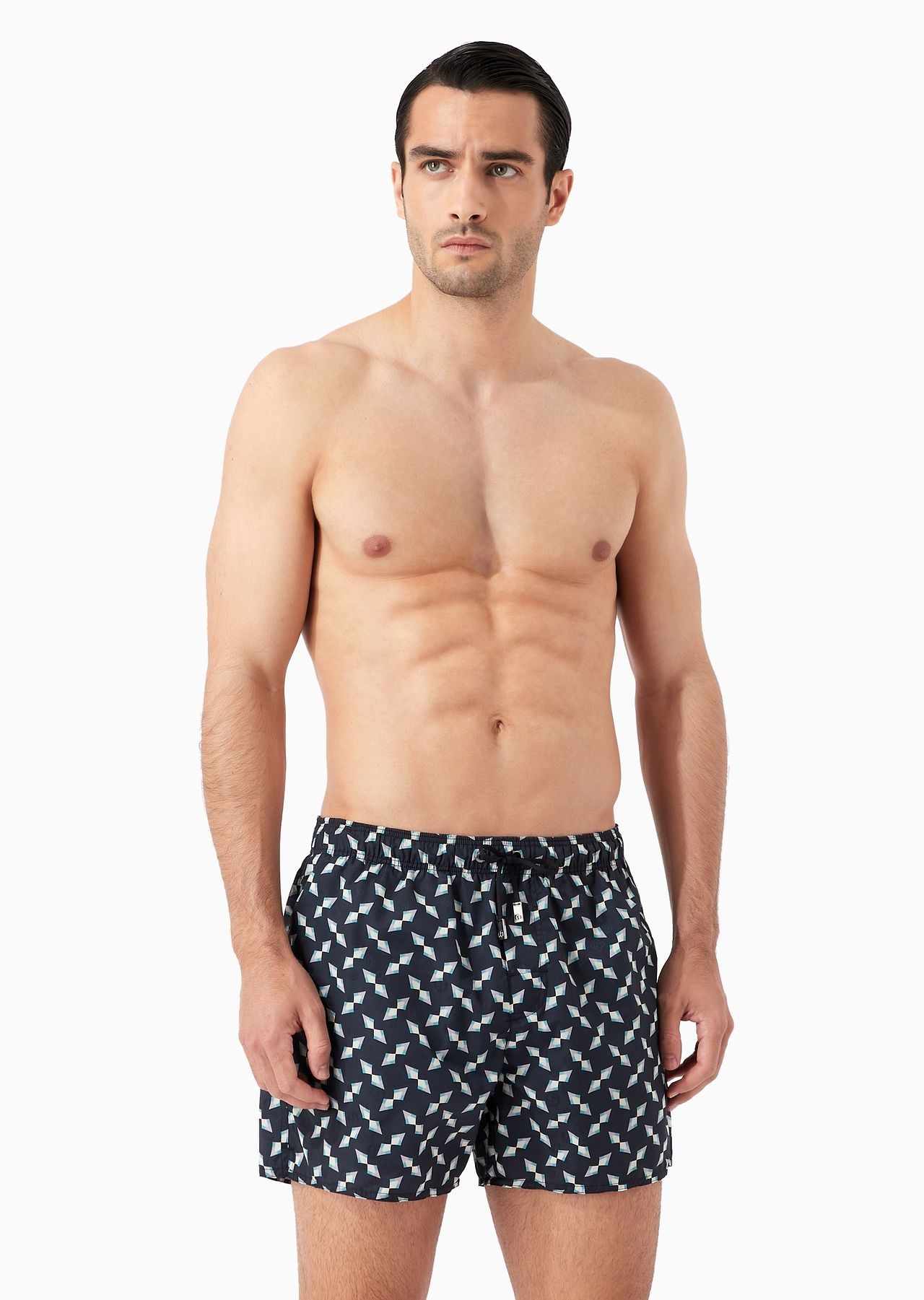 Swim trunks with jacquard motif and print - 2