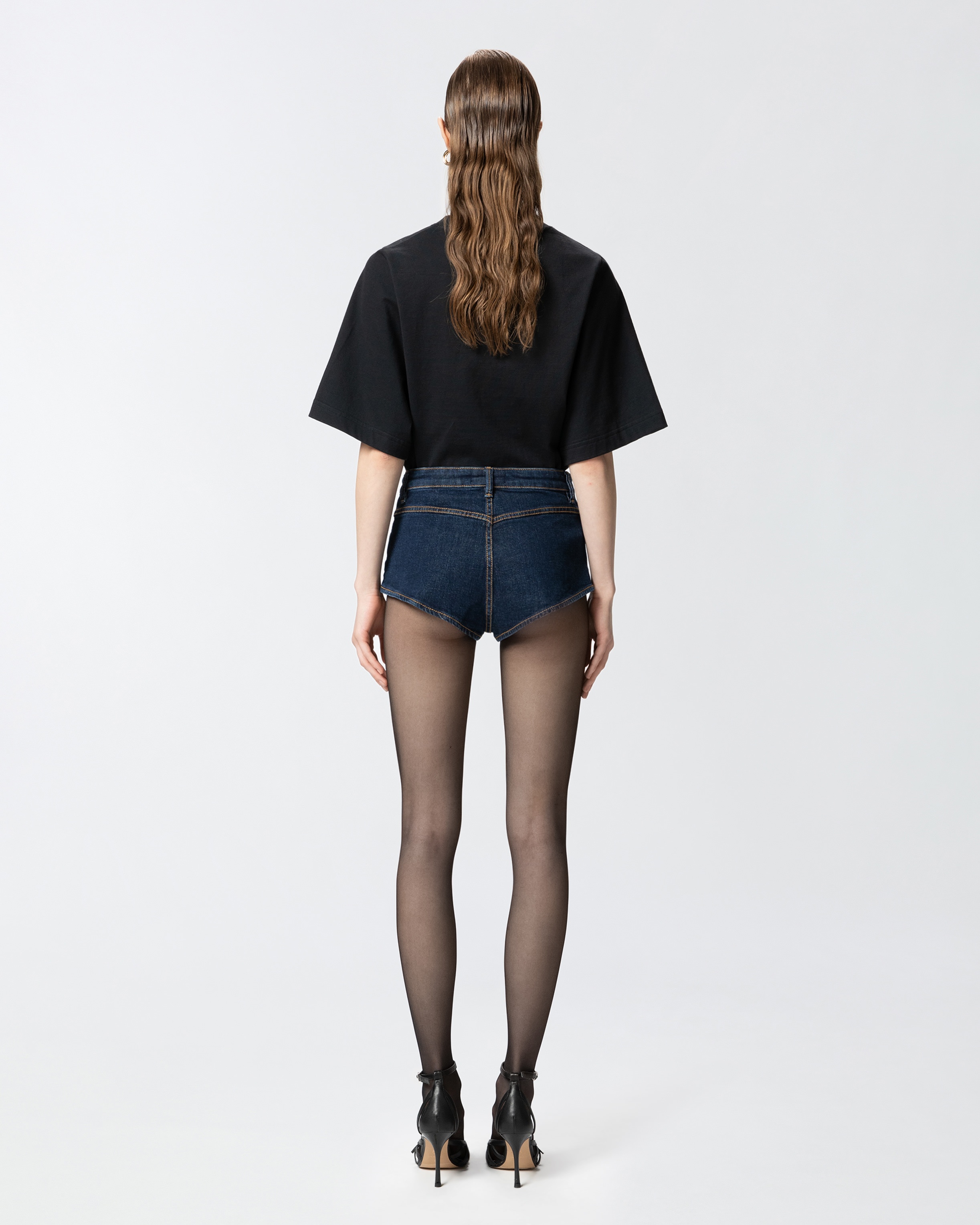 DARK DENIM FITTED SHORTS - 4