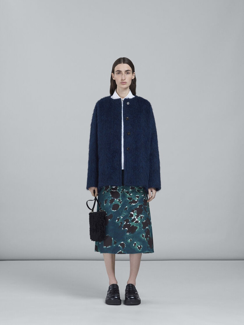 Marni BLACK SHEARLING AND LEATHER POUCH outlook