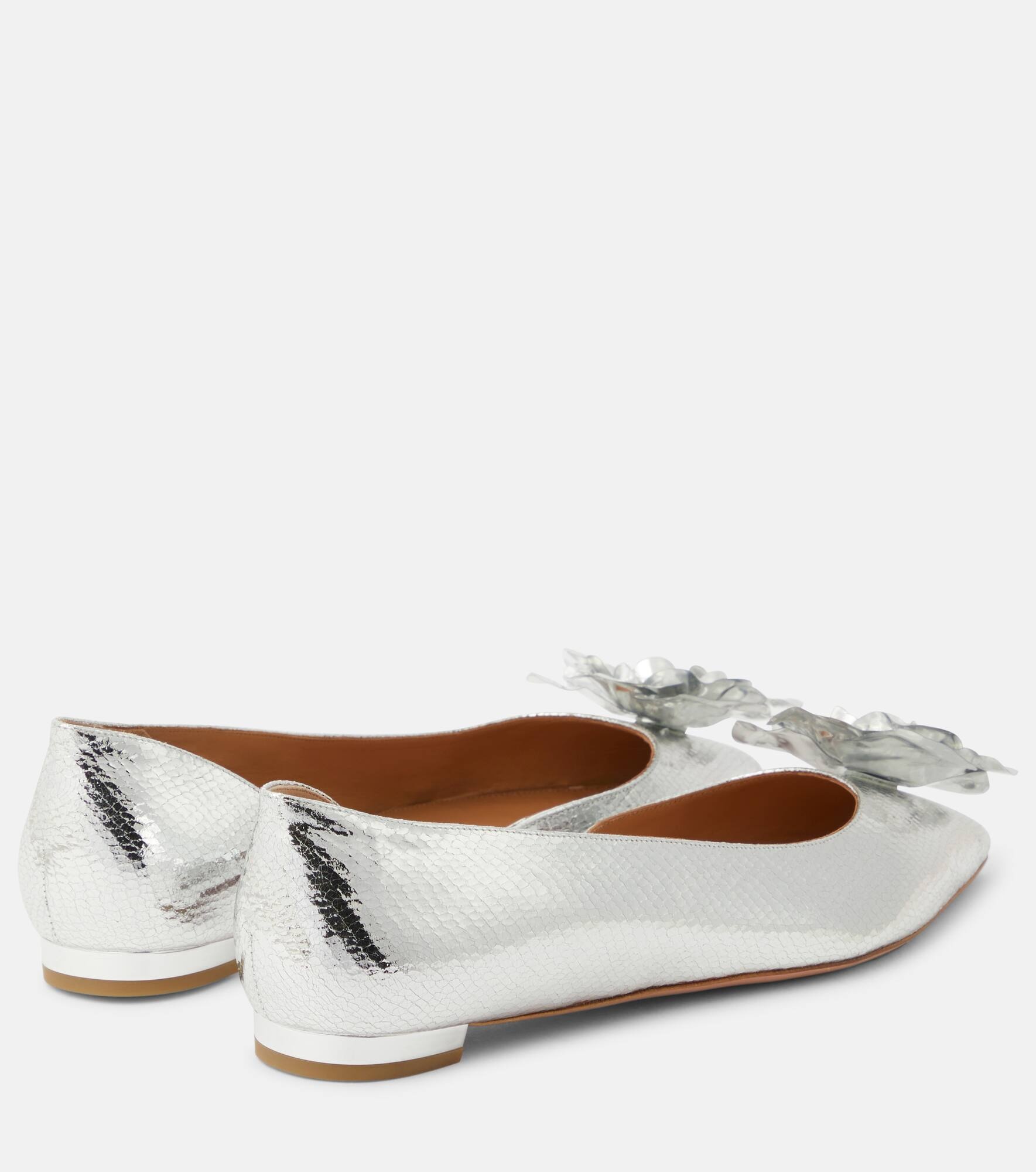 Paris Rose mirrored leather ballet flats - 3