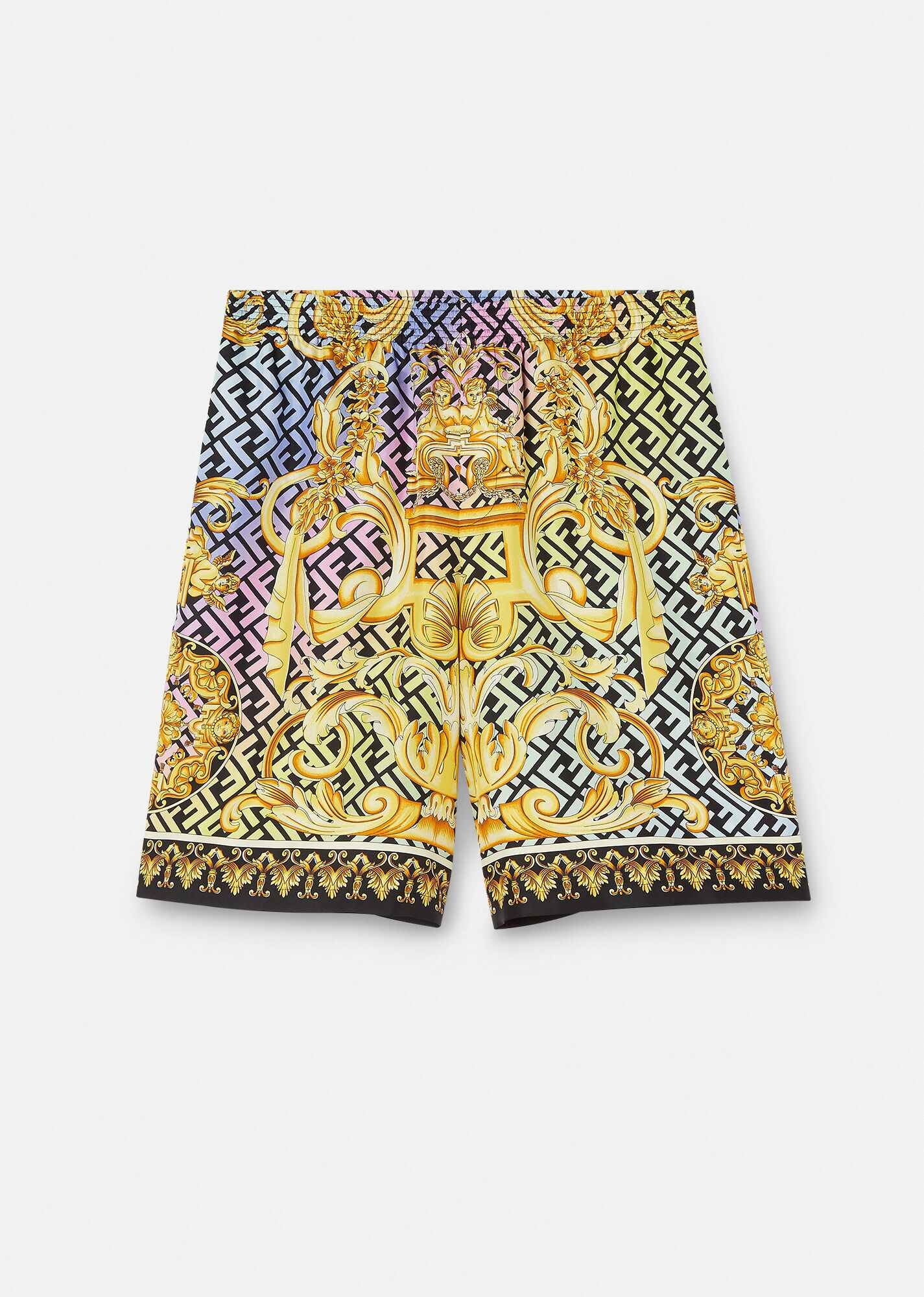 Fendace Gold Baroque Silk Shorts - 1