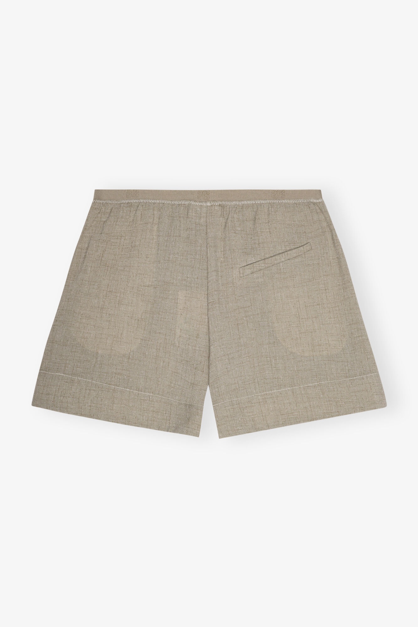 GREY LIGHT MELANGE SUITING ELASTICATED SHORTS - 5