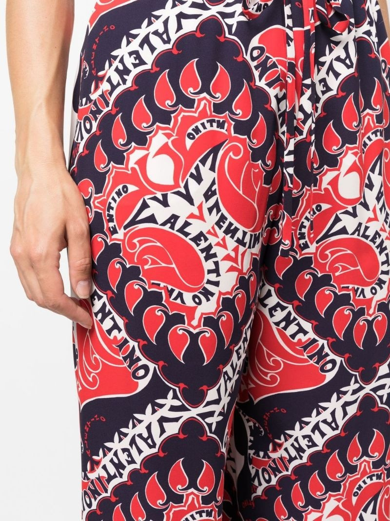 Printed silk-crepe straight-leg pants 5
