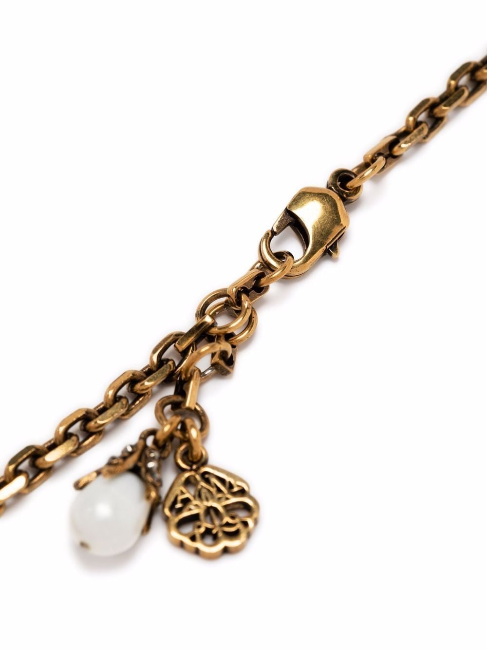 skull-detail pearl-embellished necklace - 3