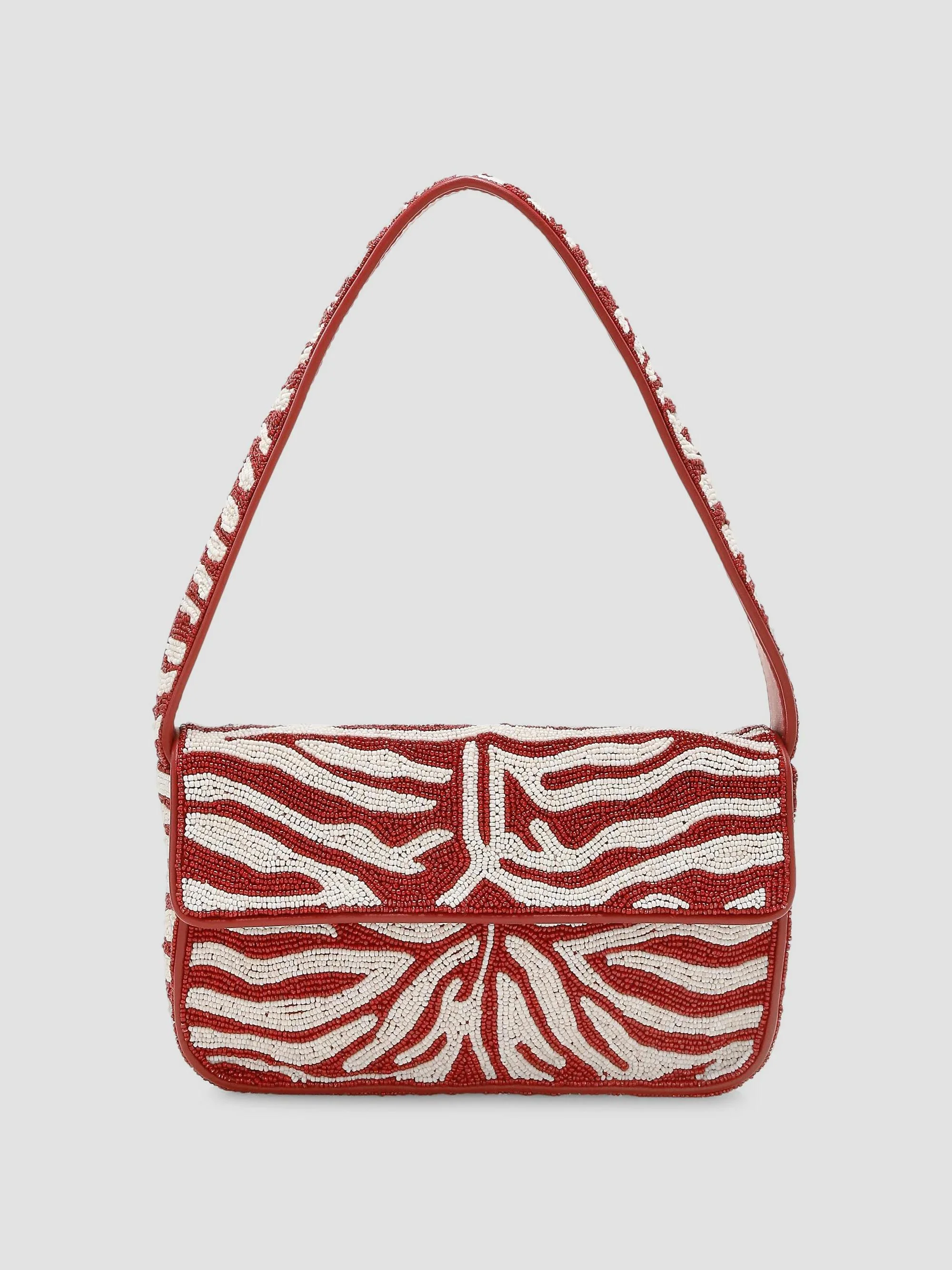 Women's Tommy Beaded Animal-Print Shoulder Bag - Scarlet White - 1