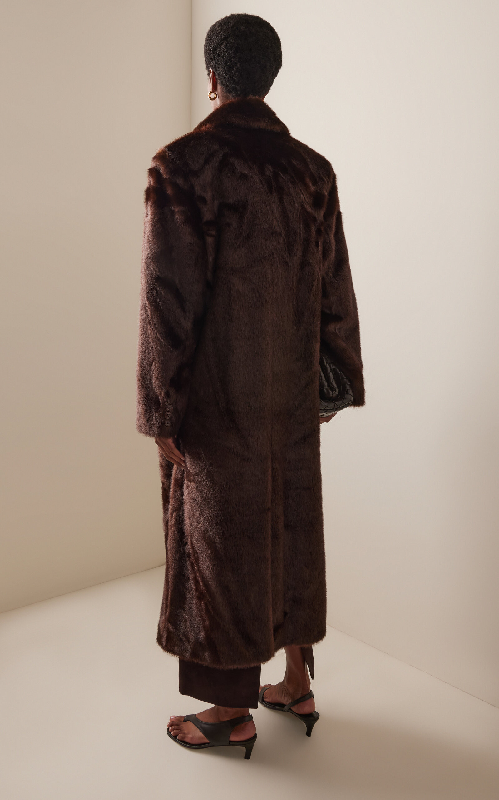 Harper Faux Fur Double-Breasted Coat brown - 4