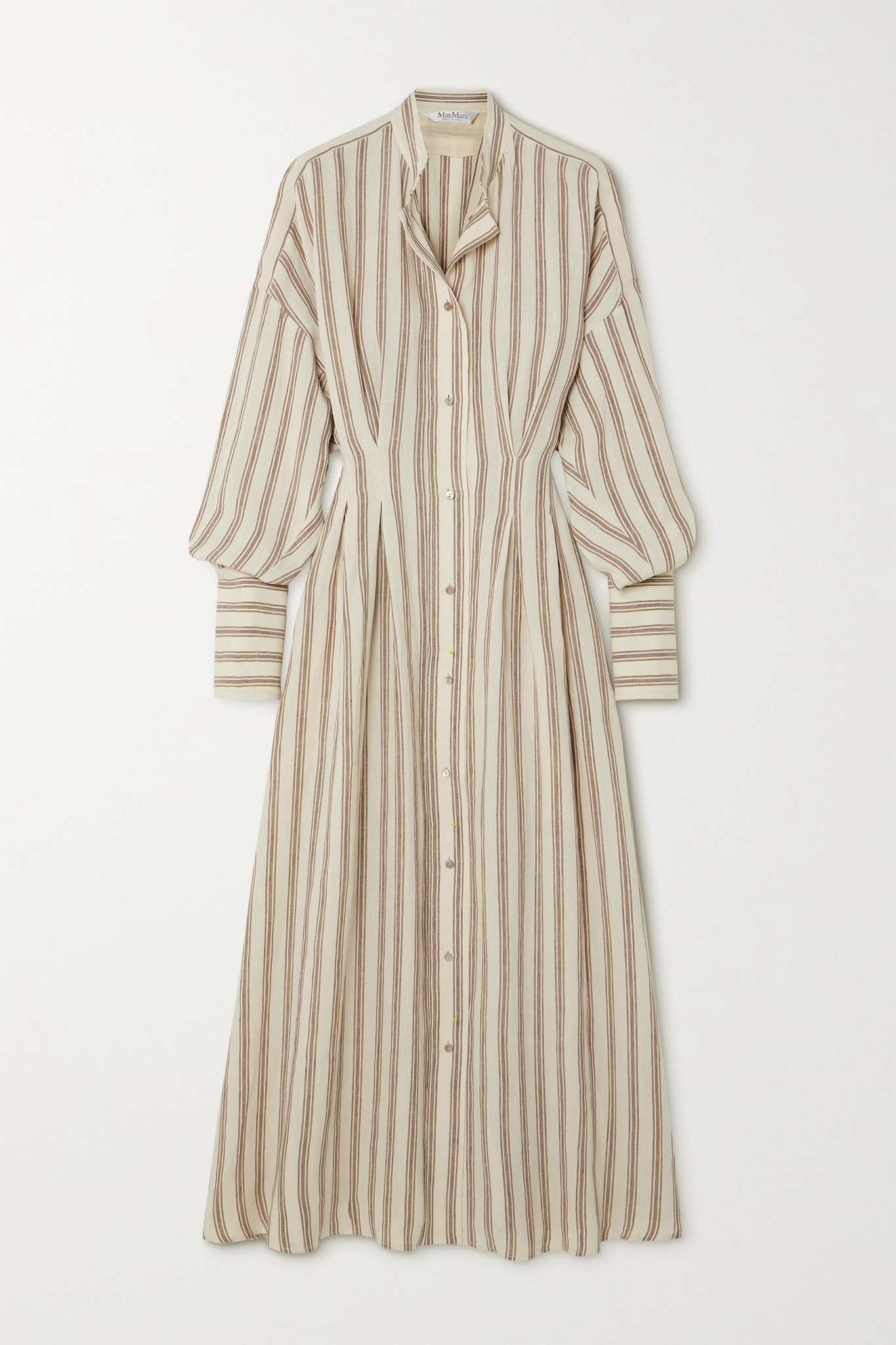 Max Mara◆YOLE Striped linen long dress リネン シャツ ワンピ Max Mara Yole striped linen midi shirt dress | netaporter