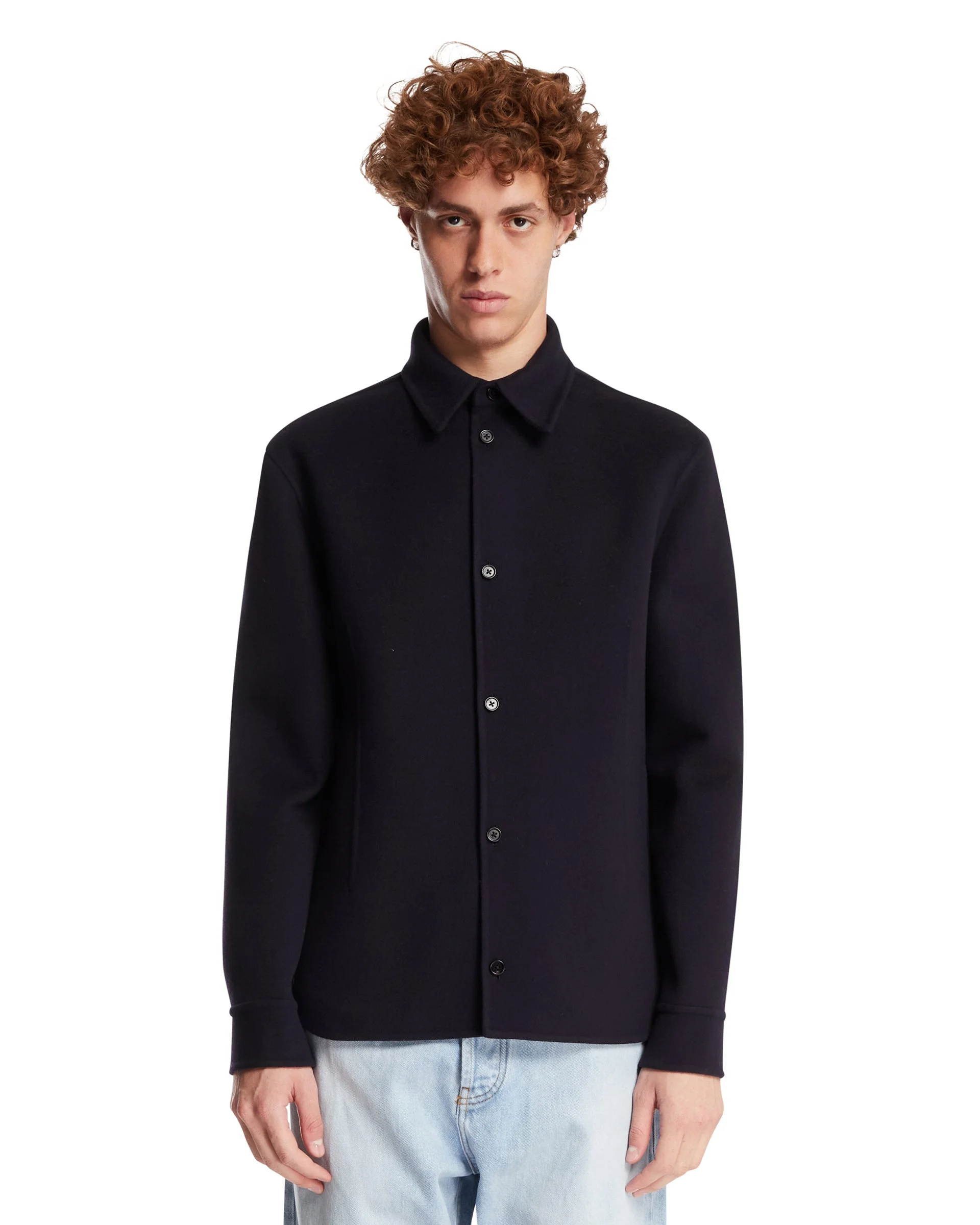 Blue Wool Overshirt Jacket - 1